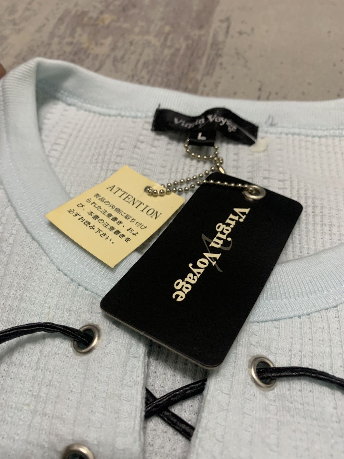 If Six Was Nine Virgin Voyage Japanese Gothic Poem Lace-Up Waffle Knit Shirt Size US L / EU 52-54 / 3 - 7 Thumbnail