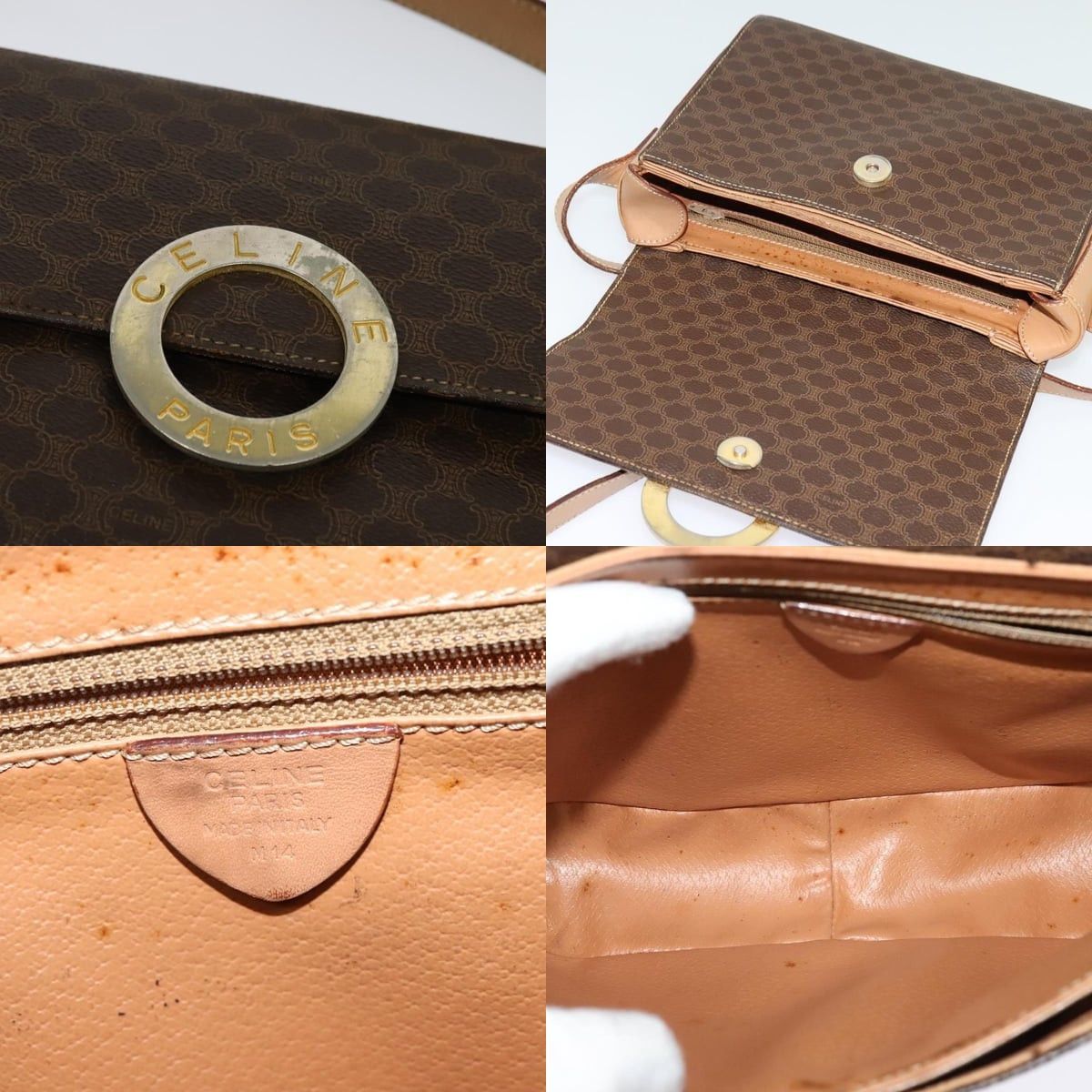 Celine CELINE Macadam Canvas Circle Shoulder Bag Pvc Leather Brown Size ONE SIZE - 11 Thumbnail