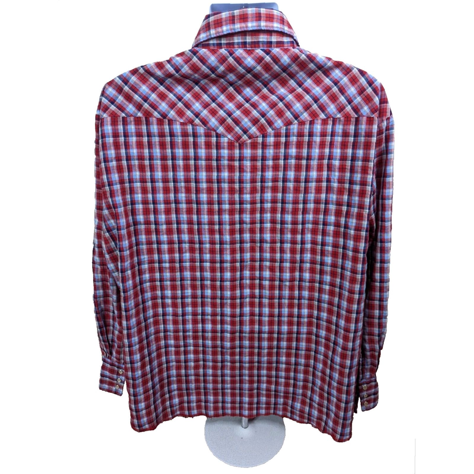Wrangler Wrangler Western Shirt Men XXL Red Blue Plaid Long Sleeve Pearl Snap T1F Size US XXL / EU 58 / 5 - 3 Thumbnail