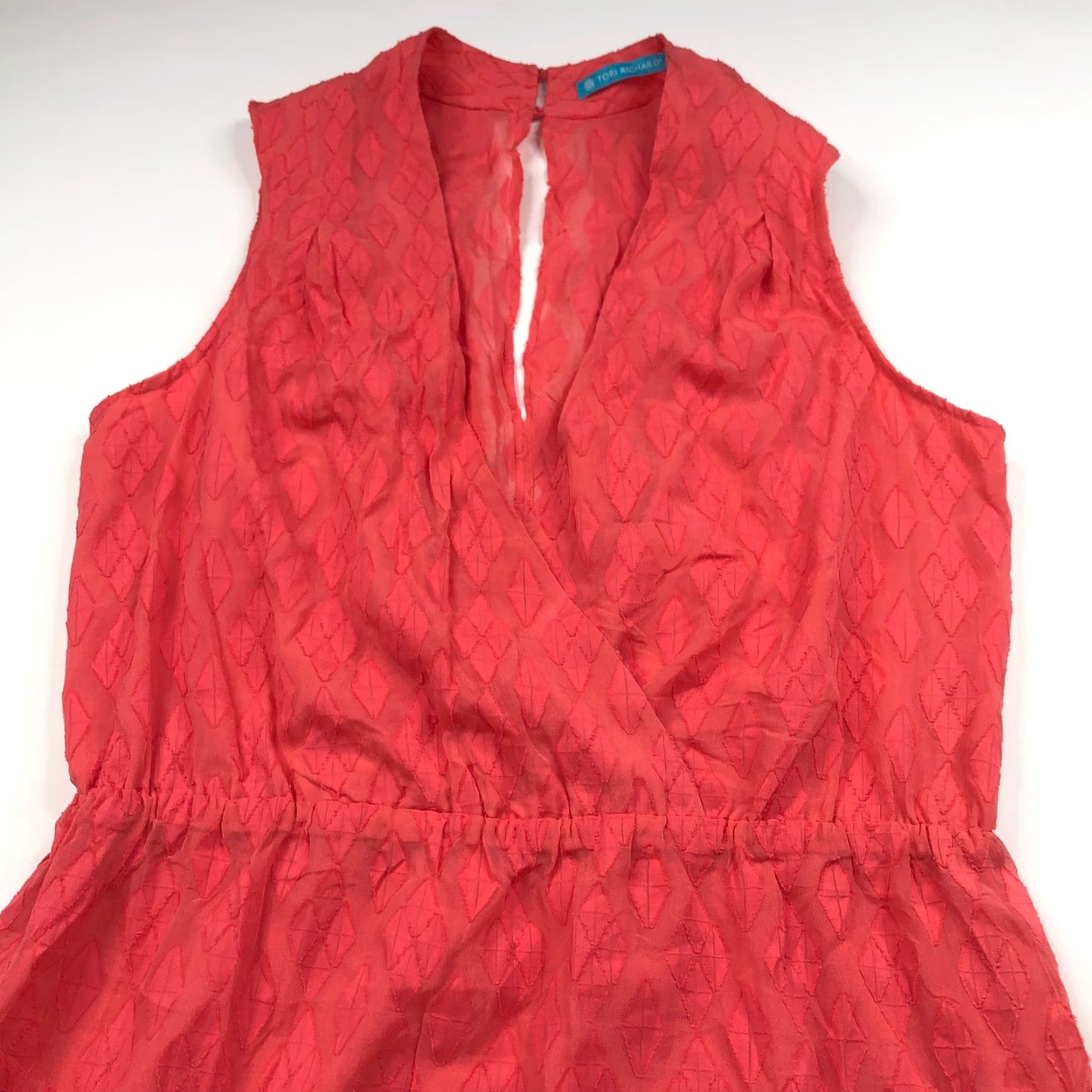 Tori Richard Tori Richard NO TAG LG Distressed Silk Cotton A-Line Wrap Knee Dress Orange Red Shirt? Size L / US 10 / IT 46 - 7 Thumbnail
