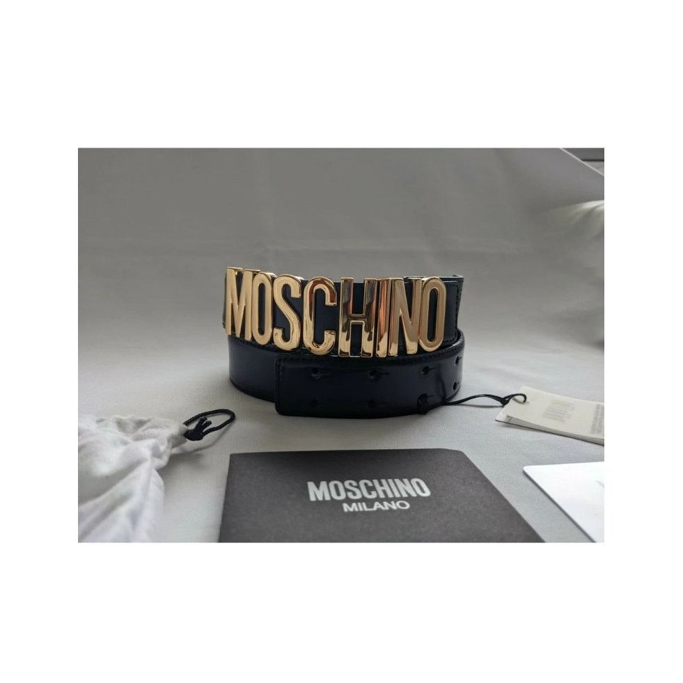 Moschino Moschino Couture Jeremy Scott SHINY LEATHER BELT GOLD LOGO Size ONE SIZE - 2 Thumbnail
