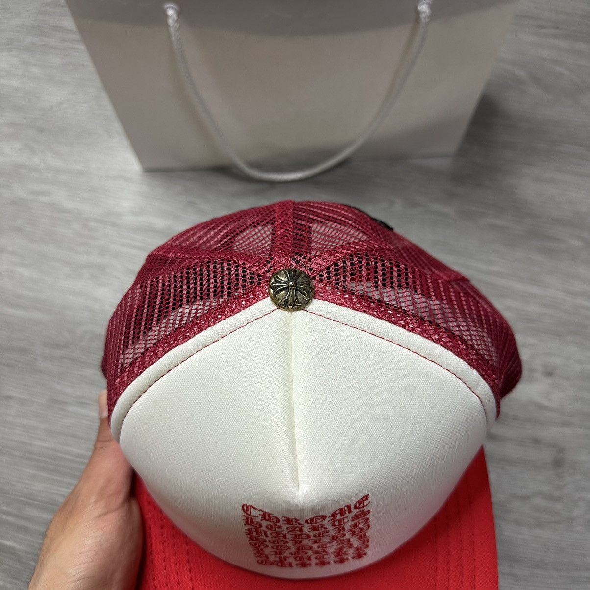 Chrome Hearts Chrome Hearts Trucker Hat Eye Chart Red Size ONE SIZE - 3 Thumbnail