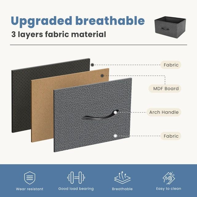 Other 4 Fabric Drawers Nightstand Wardrobe Steel Frame Closet Size ONE SIZE - 4 Thumbnail