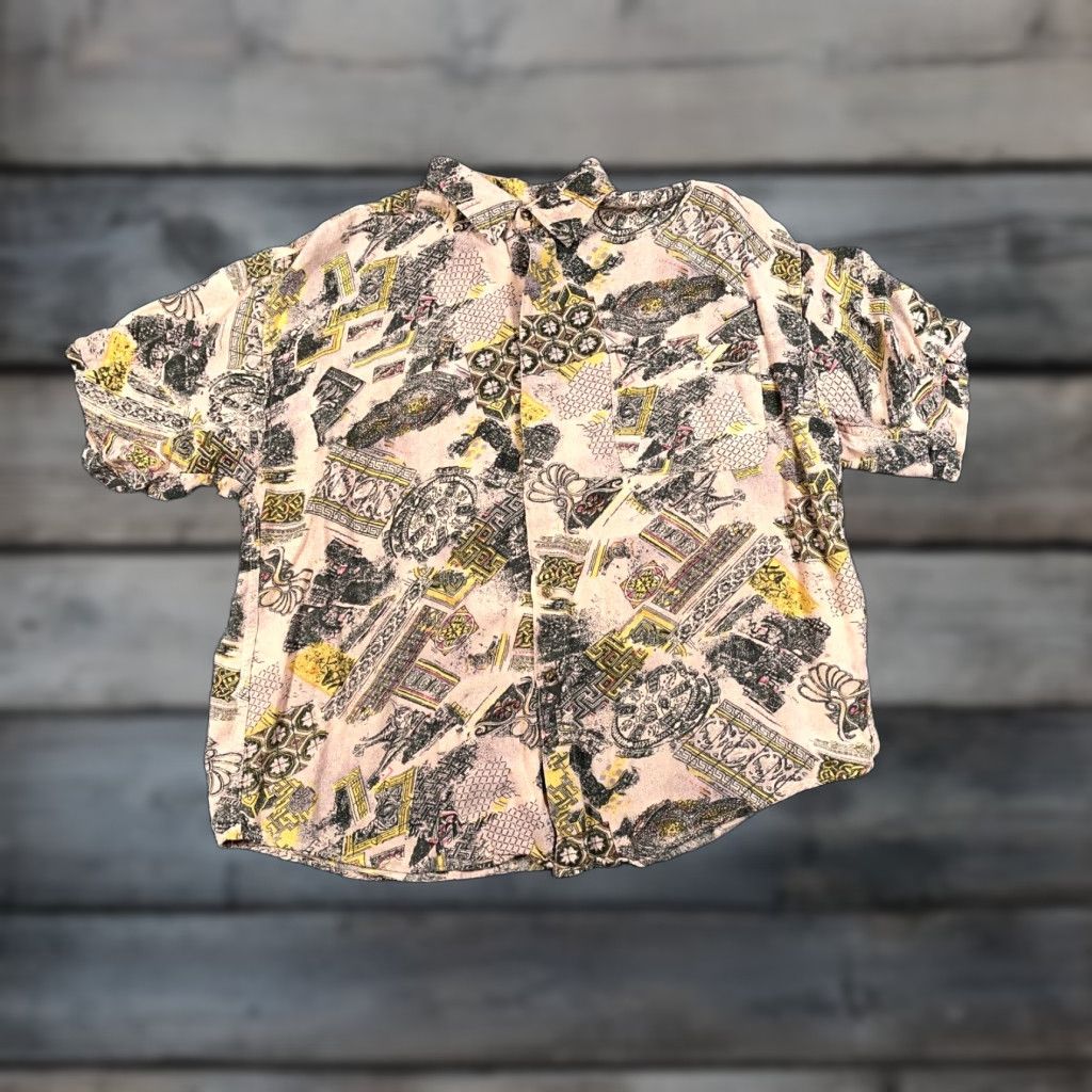 Vintage VINTAGE Men's XL Beige Abstract Pattern Shirt 90s Boho Hippie Retro Rayon Button-Up Casual Size US XL / EU 56 / 4 - 1 Thumbnail