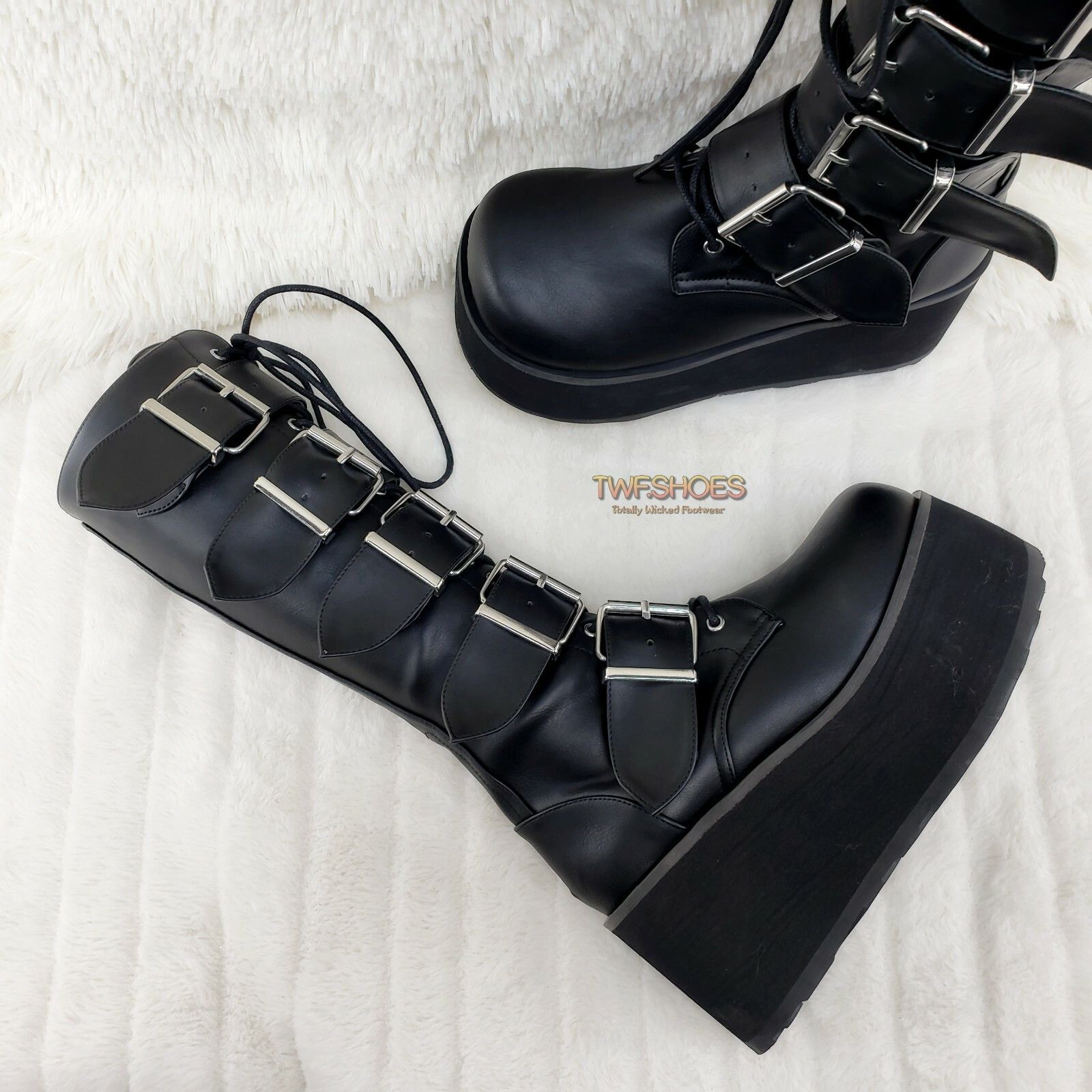 Demonia Cult DEMONIA Trashville 518 Multi Strap Goth Punk Rock 3.25" Plat Size US 8 / EU 41 - 9 Thumbnail