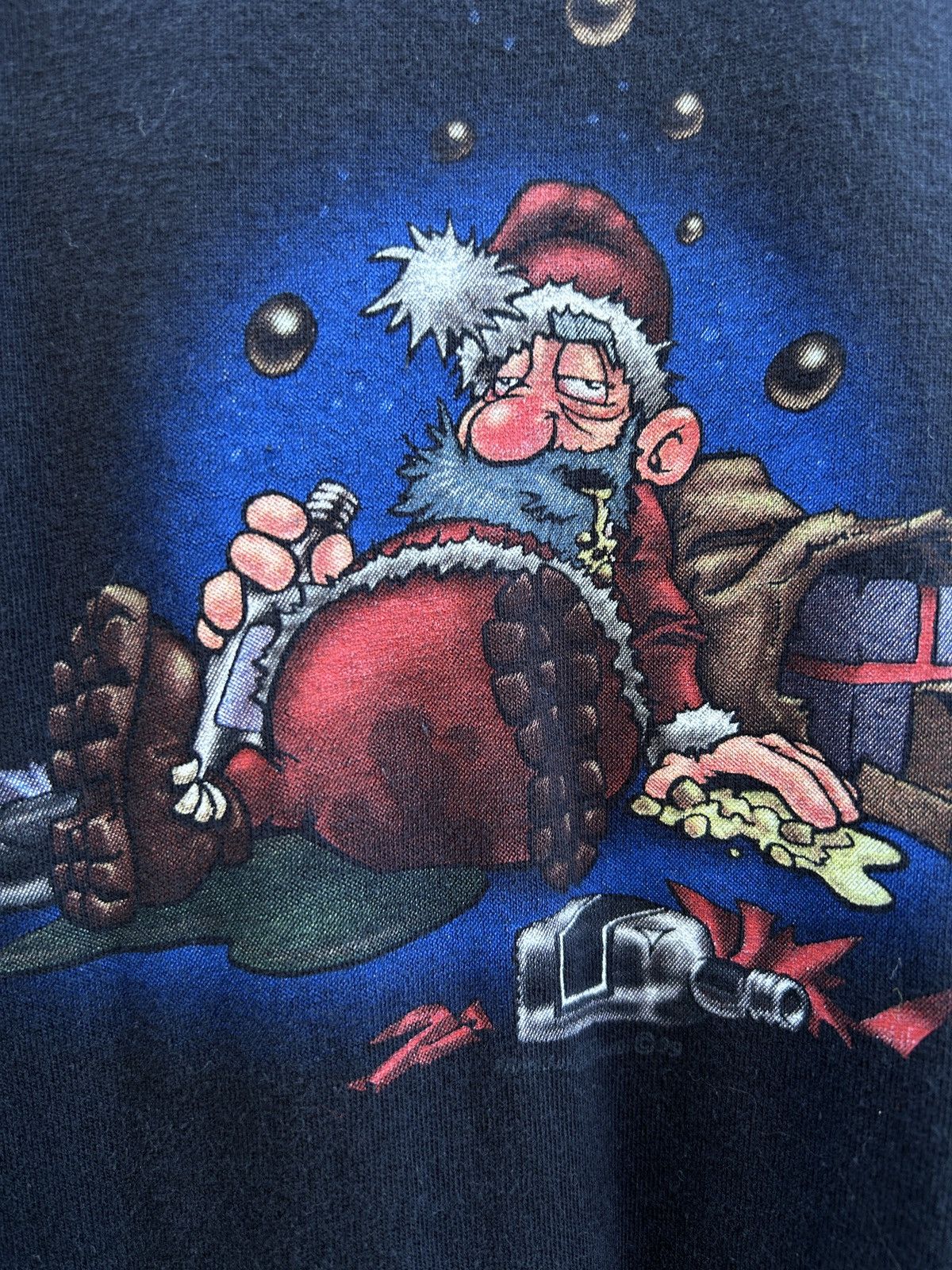Vintage 90s Vintage 1999 Drunk Santa MCS Berlin T-Shirt In Black Size US XL / EU 56 / 4 - 3 Thumbnail