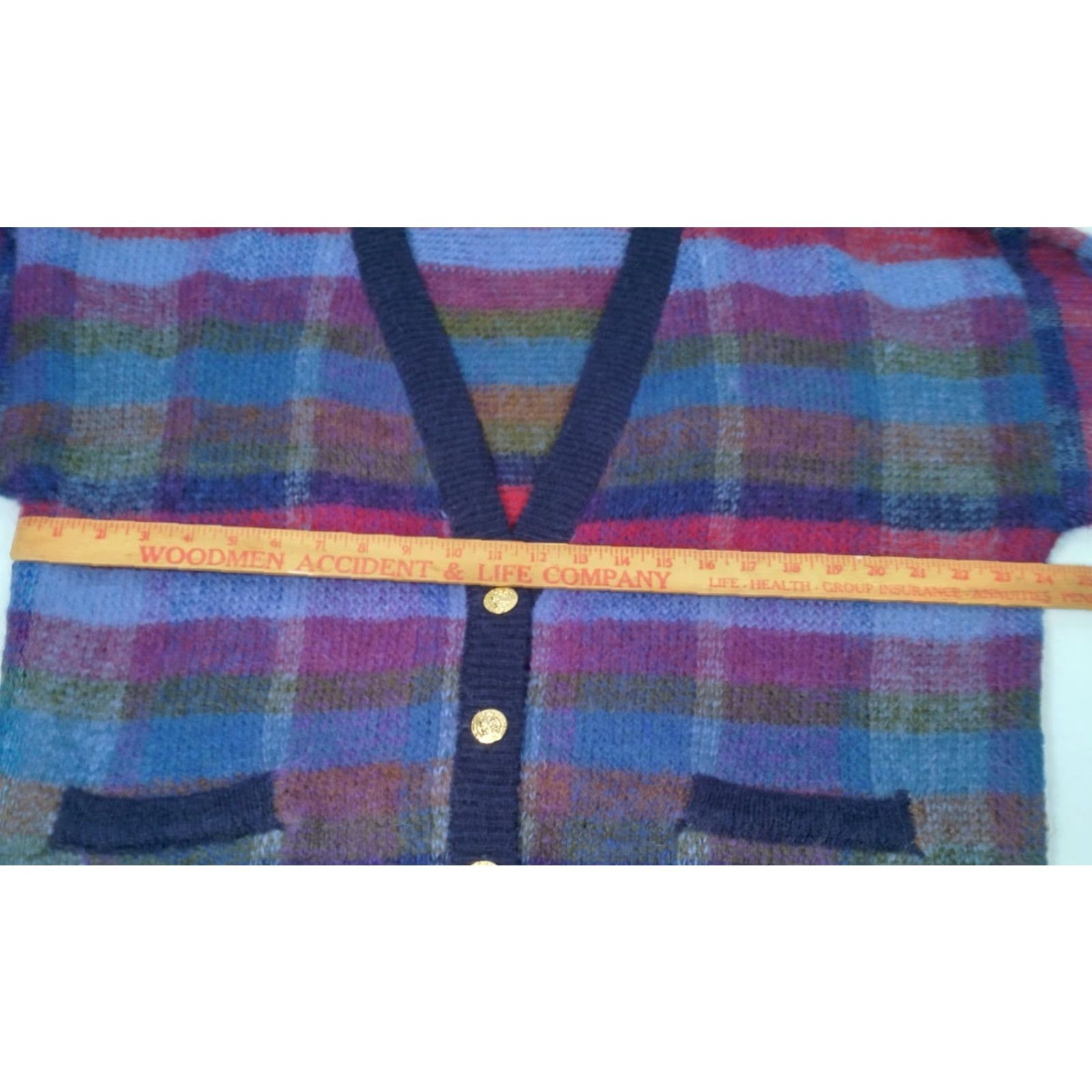 Vintage VINTAGE Colter Bay International Women's Cardigan Sweater M Long Sleeve Knit Striped Mohair Blend Fall Winter Casual Size M / US 6-8 / IT 42-44 - 4 Thumbnail