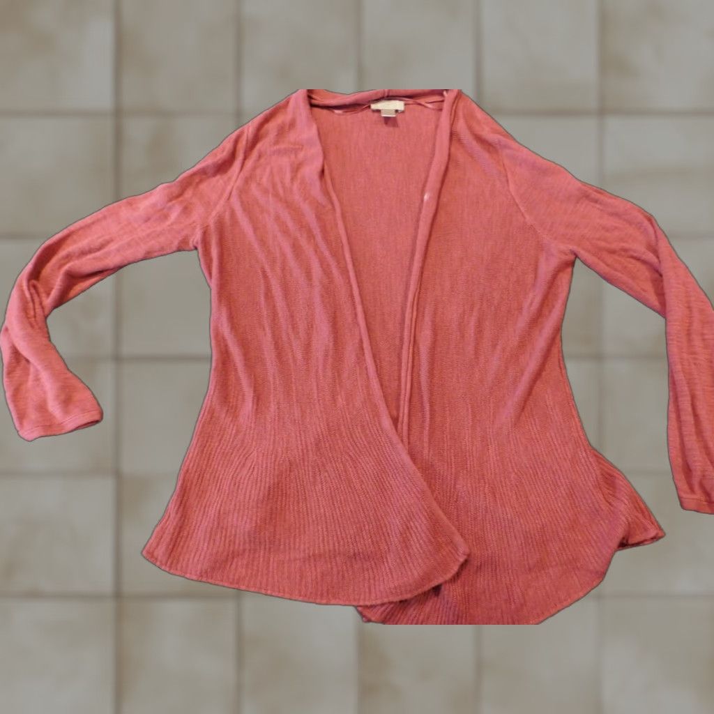 Loft Ann Taylor Loft Womens Cardigan Large Pink Knit Rib Knit Long Sleeve Crew Neck Stretch Regular Size L Outlet Casual Womens Cardigan Size L / US 10 / IT 46 - 1 Thumbnail