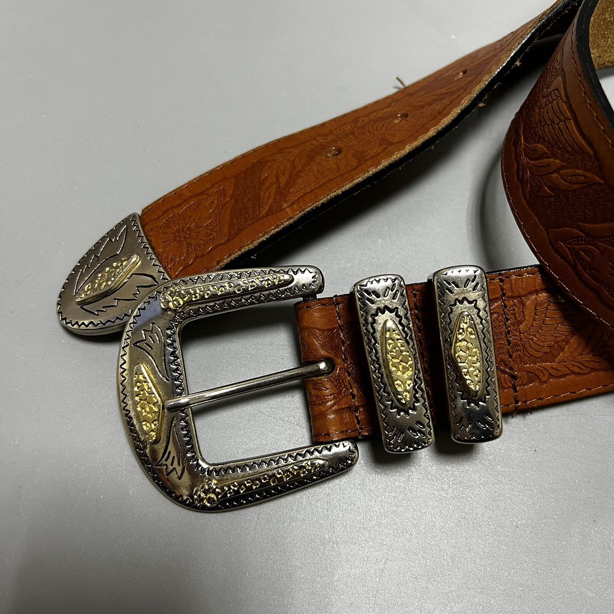 Vintage Vintage leather belt with buckle Size ONE SIZE - 7 Thumbnail
