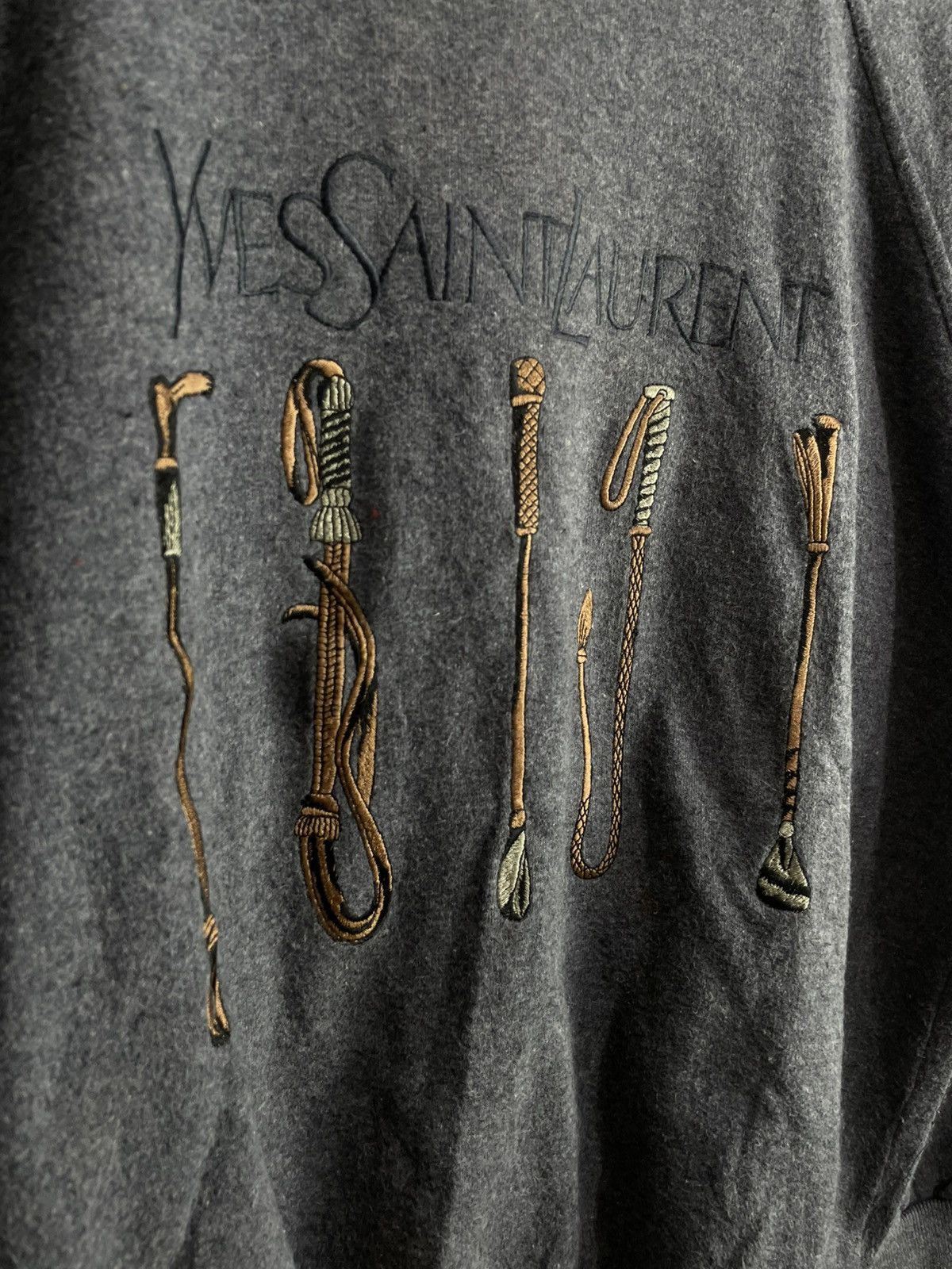 Yves Saint Laurent Vintage Ysl embroidery logo Sweatshirt Size US M / EU 48-50 / 2 - 2 Thumbnail