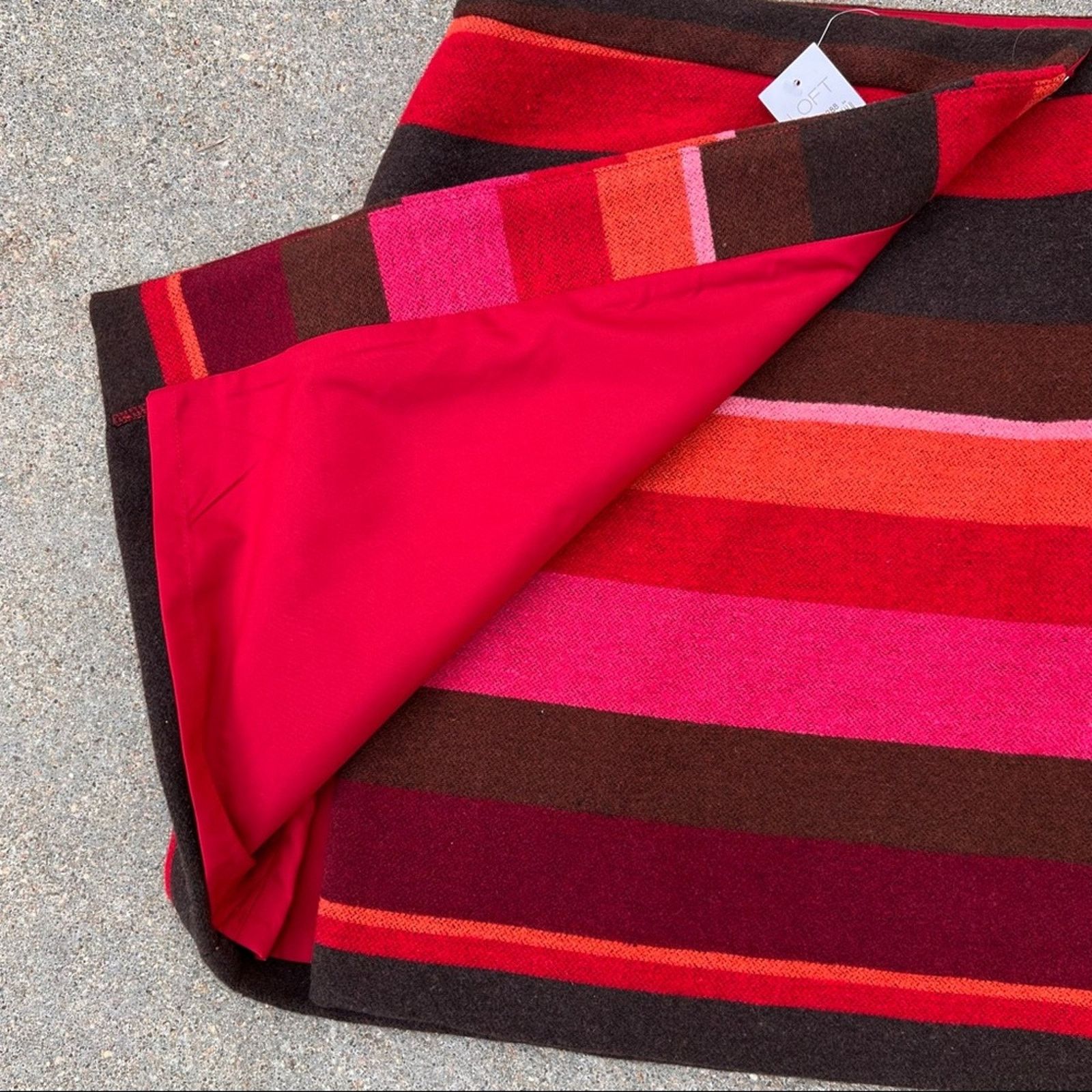 Loft Ann Taylor Loft Wool Striped Pink Red Wrap Mini Skirt 2 NWT Size 26" / US 2 / IT 38 - 2 Thumbnail