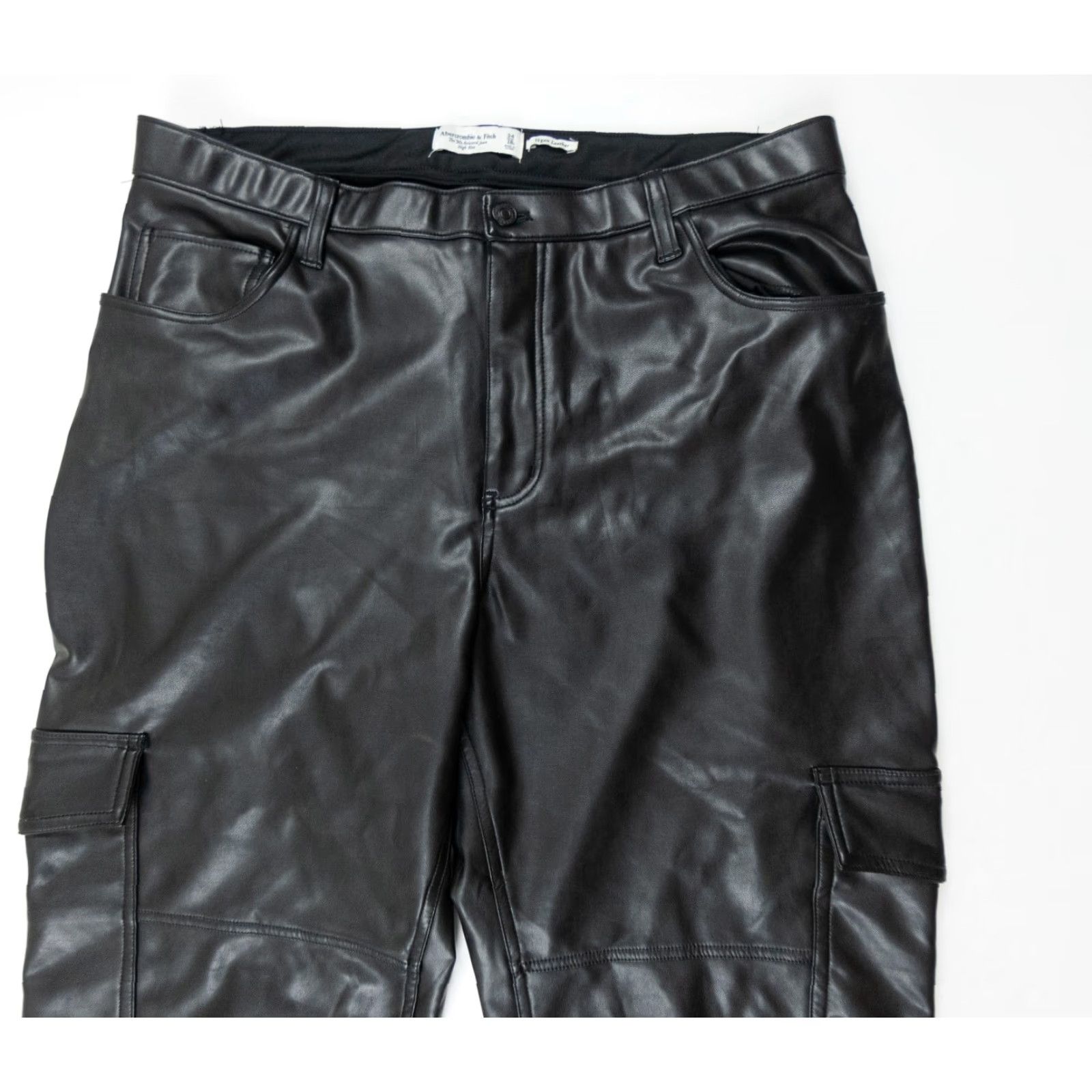 Abercrombie & Fitch Abercrombie & Fitch Women's Cargo Pants 34 Black Vegan Leather Regular Fit Size 24" / US 00 / IT 34 - 2 Thumbnail