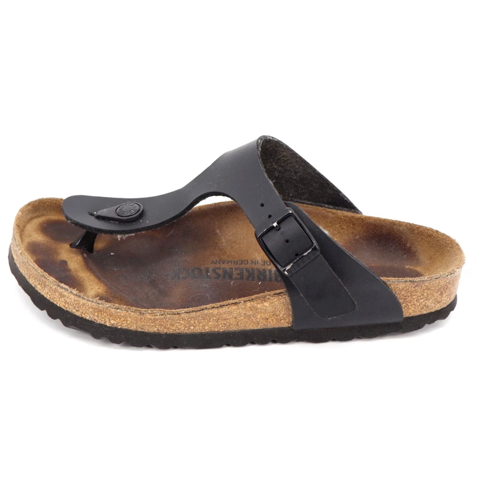 Birkenstock Birkenstock Gizeh Sandal Women's 36 Nubuck Leather Cork Rubber Thong Black/Brown Leather, Cork, Rubber, Gizeh Model, Vintage No, 6 US, 36 EU Size US 6 / IT 36 - 7 Thumbnail