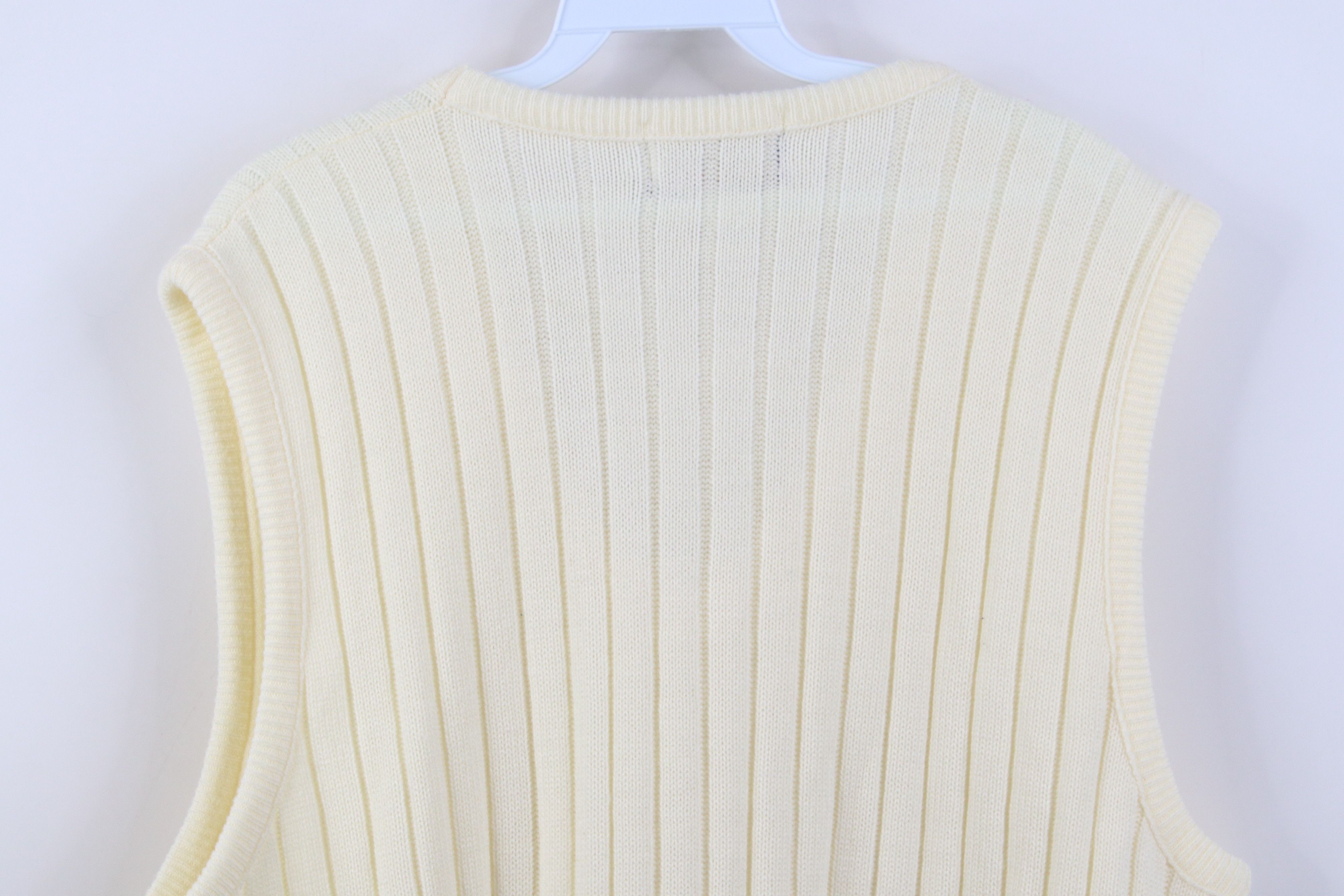 Vintage Vintage 90s Streetwear Ribbed Knit Sweater Vest Cream USA Size US L / EU 52-54 / 3 - 7 Thumbnail