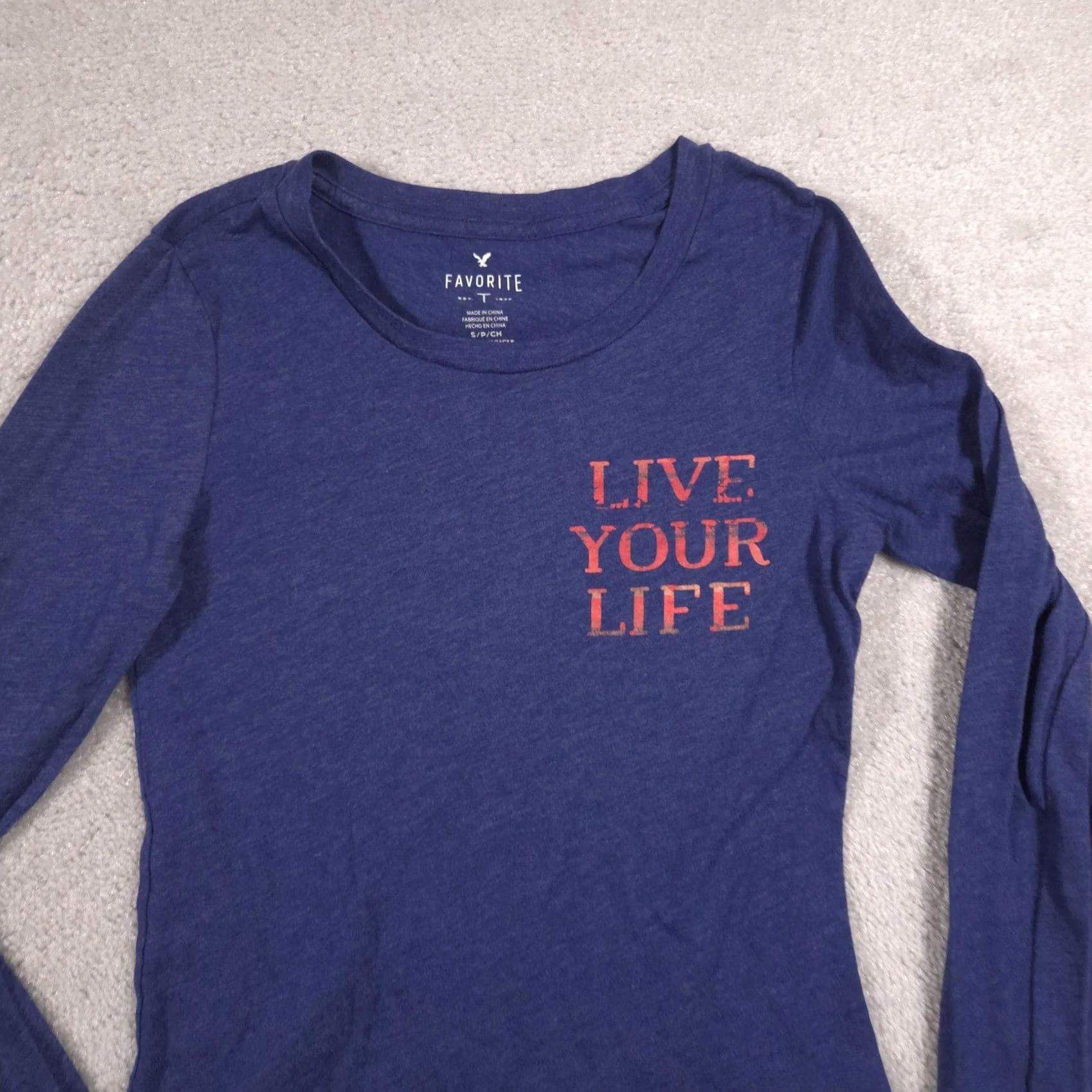 American Eagle Outfitters American Eagle Outfitters Shirt Womens Small Blue Live Your Life Long Sleeve Top Size S / US 4 / IT 40 - 2 Thumbnail