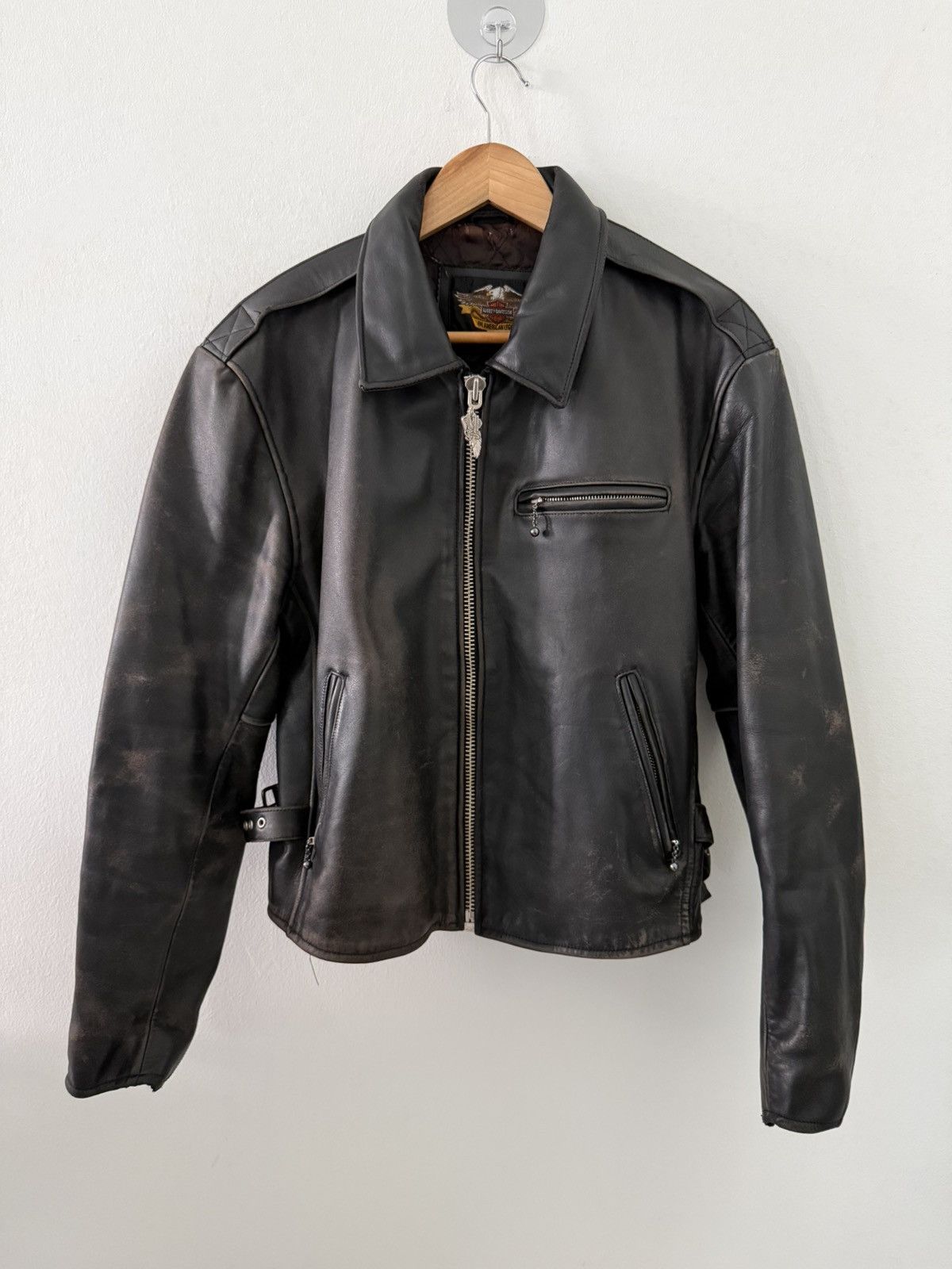Harley Davidson ☠️☠️Vintage 80's Harley Davidson rider punk leather jacket Size US L / EU 52-54 / 3 - 7 Thumbnail
