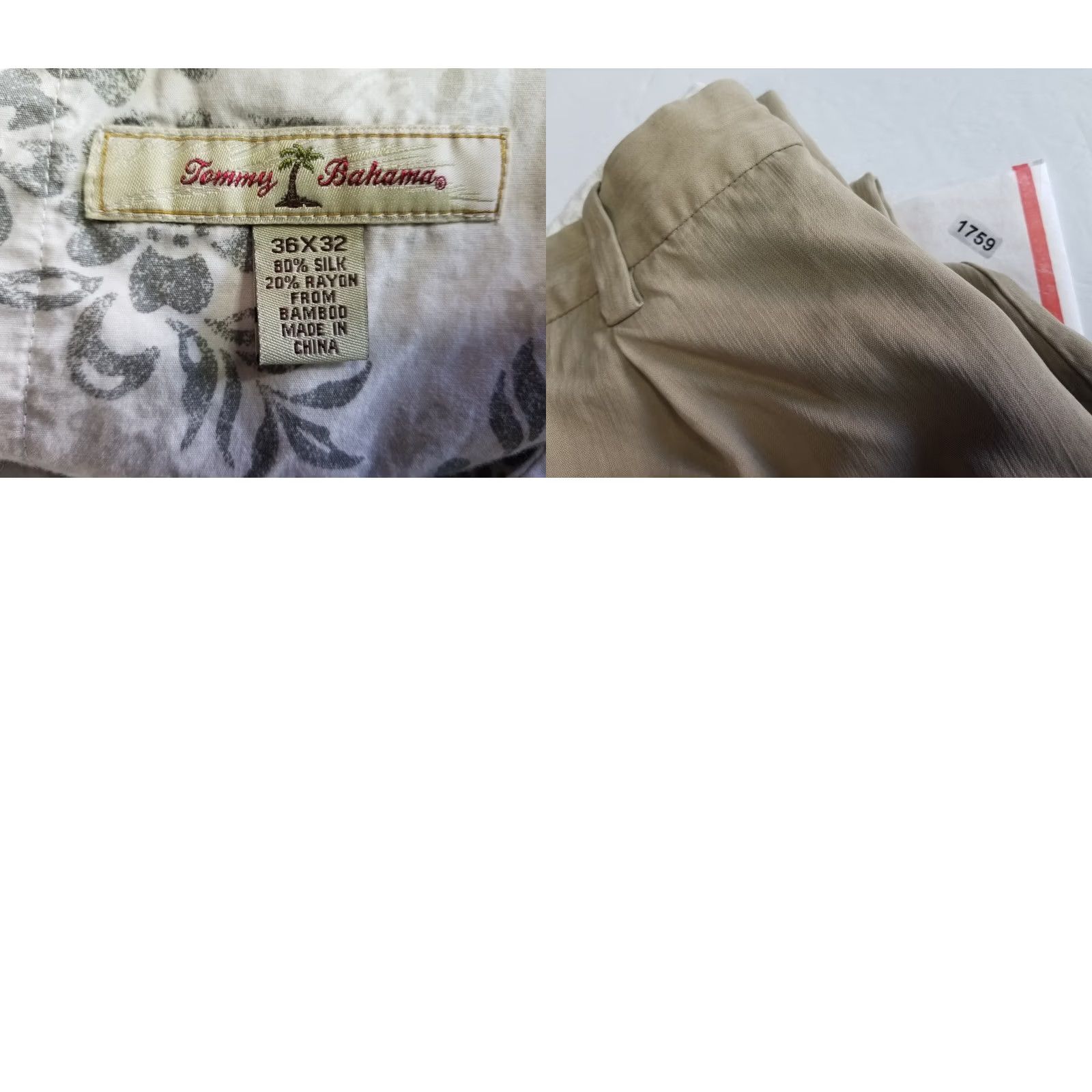 Tommy Bahama Tommy Bahama Pants Flat Front Chino Silk Blend Beige 36x32 Mens Casual Everyday Size US 36 / EU 52 - 8 Thumbnail