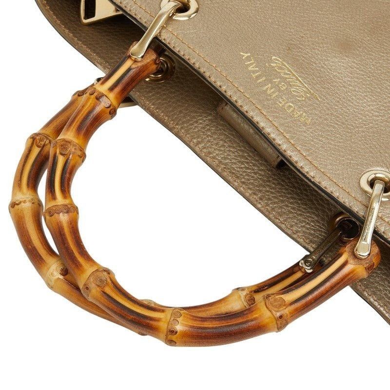 Gucci Gucci Bamboo Leather Handbag Gold Size ONE SIZE - 6 Thumbnail