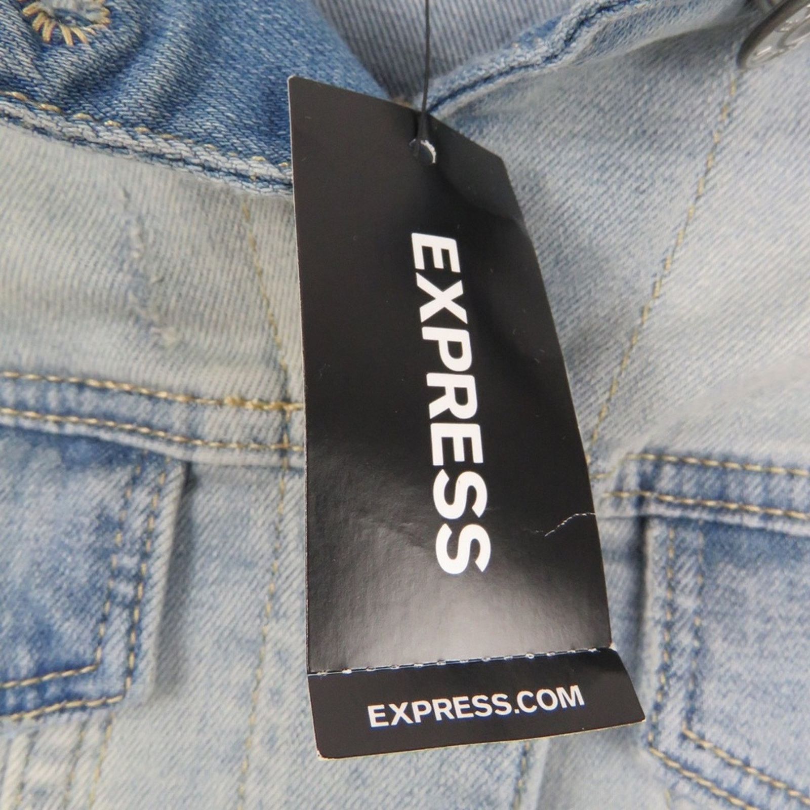 Express Express Jean Jacket Classic Denim Jacket Fitted XS Size XS / US 0-2 / IT 36-38 - 7 Thumbnail