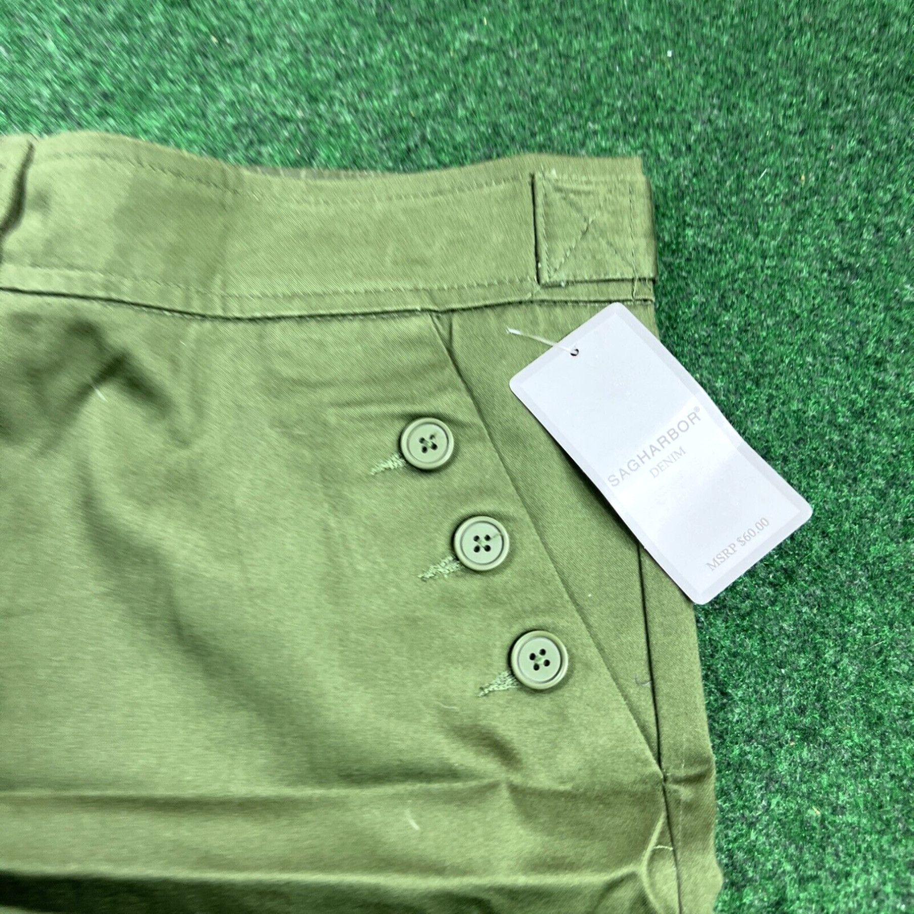 Vintage Sagharbor Denim Green 6 Shorts Smooth Measures 32 New W Tags Size 28" / US 6 / IT 42 - 2 Thumbnail