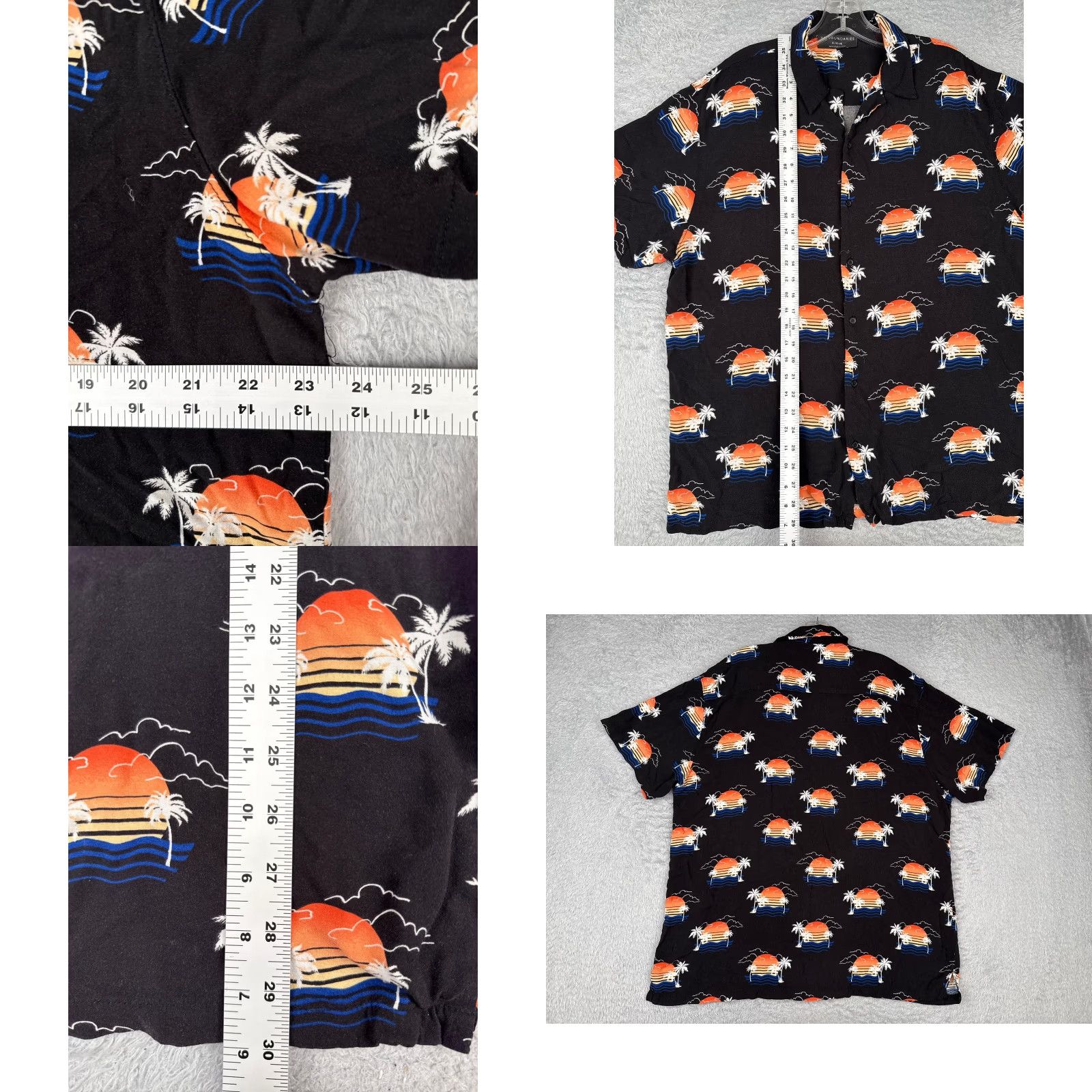 Vintage No Boundaries Shirt Men XL Black Orange Beach Sunset 100% Rayon Hawaiian Resort Aloha Beach Casual Shirt Size US XL / EU 56 / 4 - 8 Thumbnail