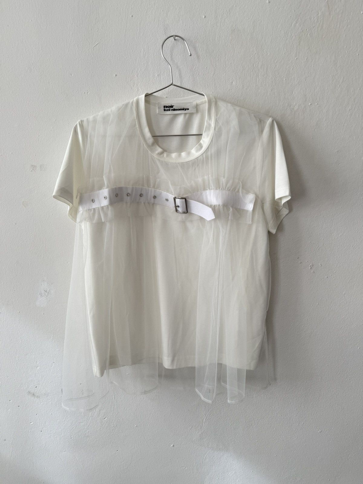 Noir Kei Ninomiya Comme des garcons noir ruffle lace mesh shirt buckle Size L / US 10 / IT 46 - 1 Thumbnail