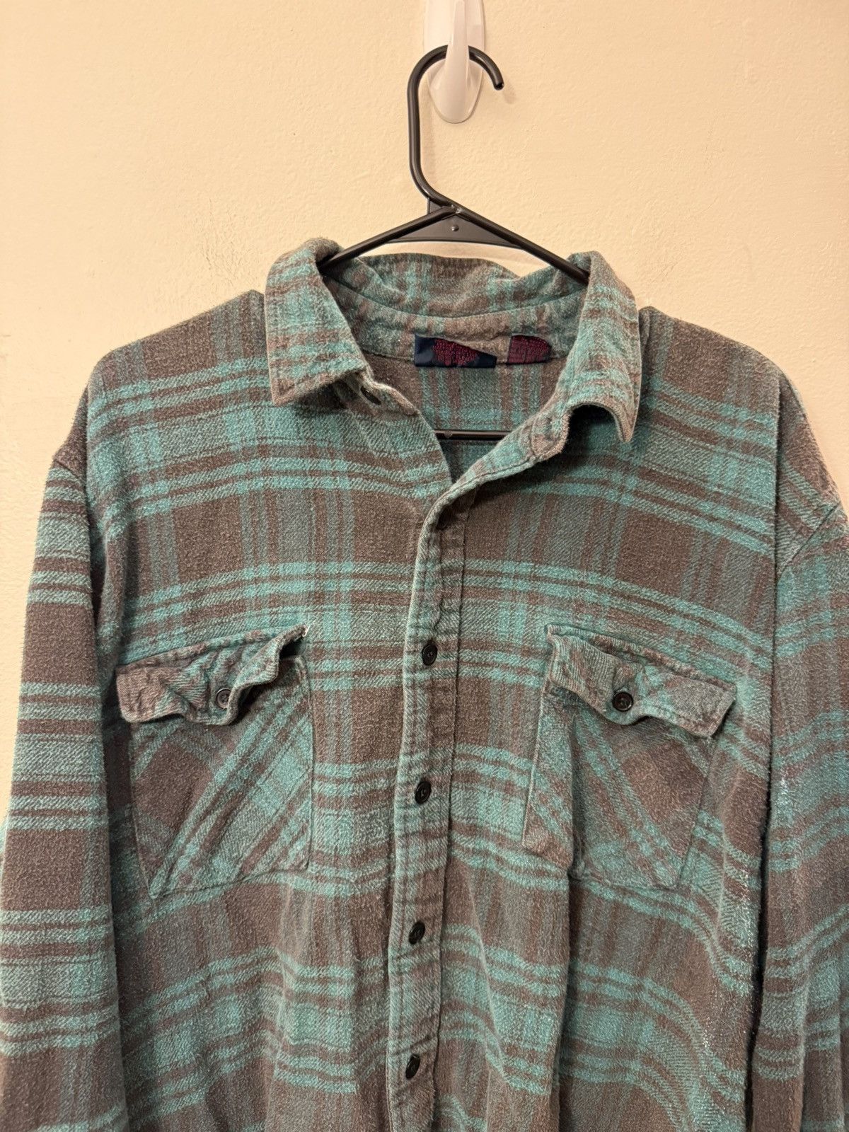 Vintage (XL) BEAUTIFUL FADED VINTAGE Green Flannel Button Up Shirt Size US XL / EU 56 / 4 - 4 Thumbnail