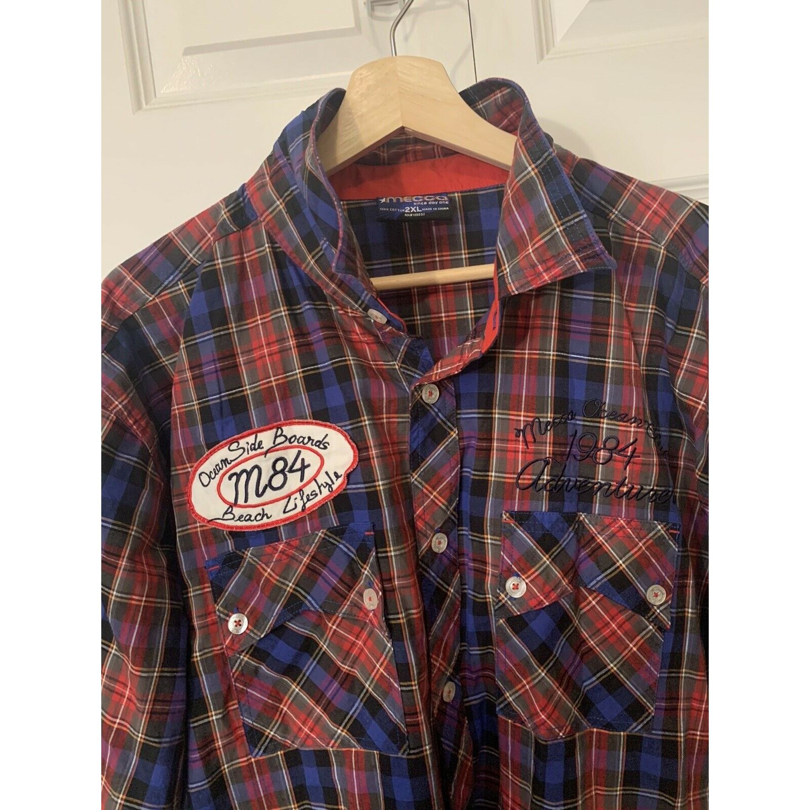 Mecca Vtg MECCA Men's Size 2XL RED PLAID Button Front Short Sleeve Size US XXL / EU 58 / 5 - 10 Thumbnail