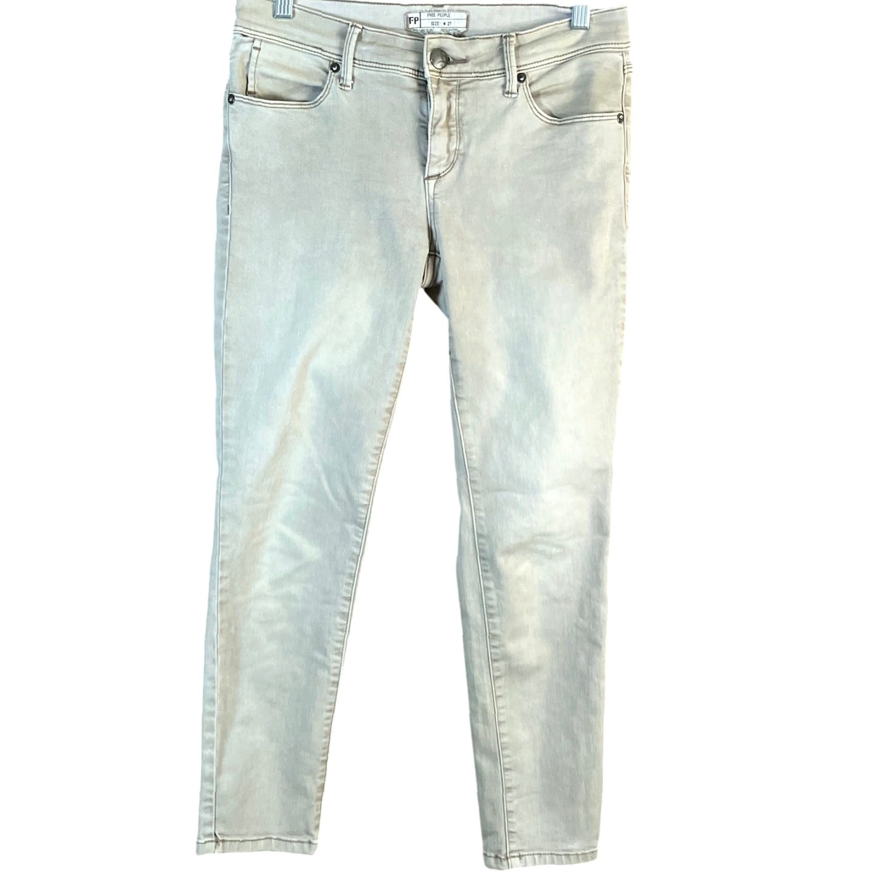 Free People Free People Jeans Tan Denim Low Rise Skinny Stretch 27 Womens Pants Casual Everyday 5-Pocket Design Girls Size 27" / US 4 / IT 40 - 2 Thumbnail