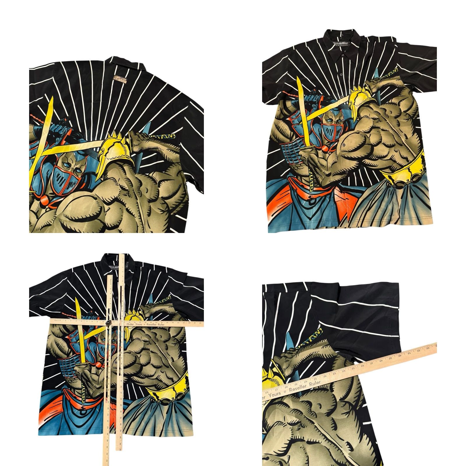 Pelle Pelle VINTAGE Pelle Pelle Marc Buchanan Samurai Print Button Down Shirt L-XL HTF Size US L / EU 52-54 / 3 - 9 Thumbnail