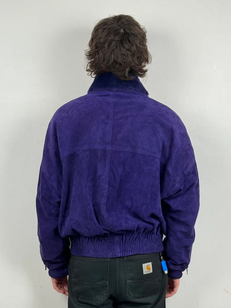 Vintage 1990s Gianni Versace Purple Multi Zips Fur Collar Bomber Jacket Size US L / EU 52-54 / 3 - 3 Thumbnail