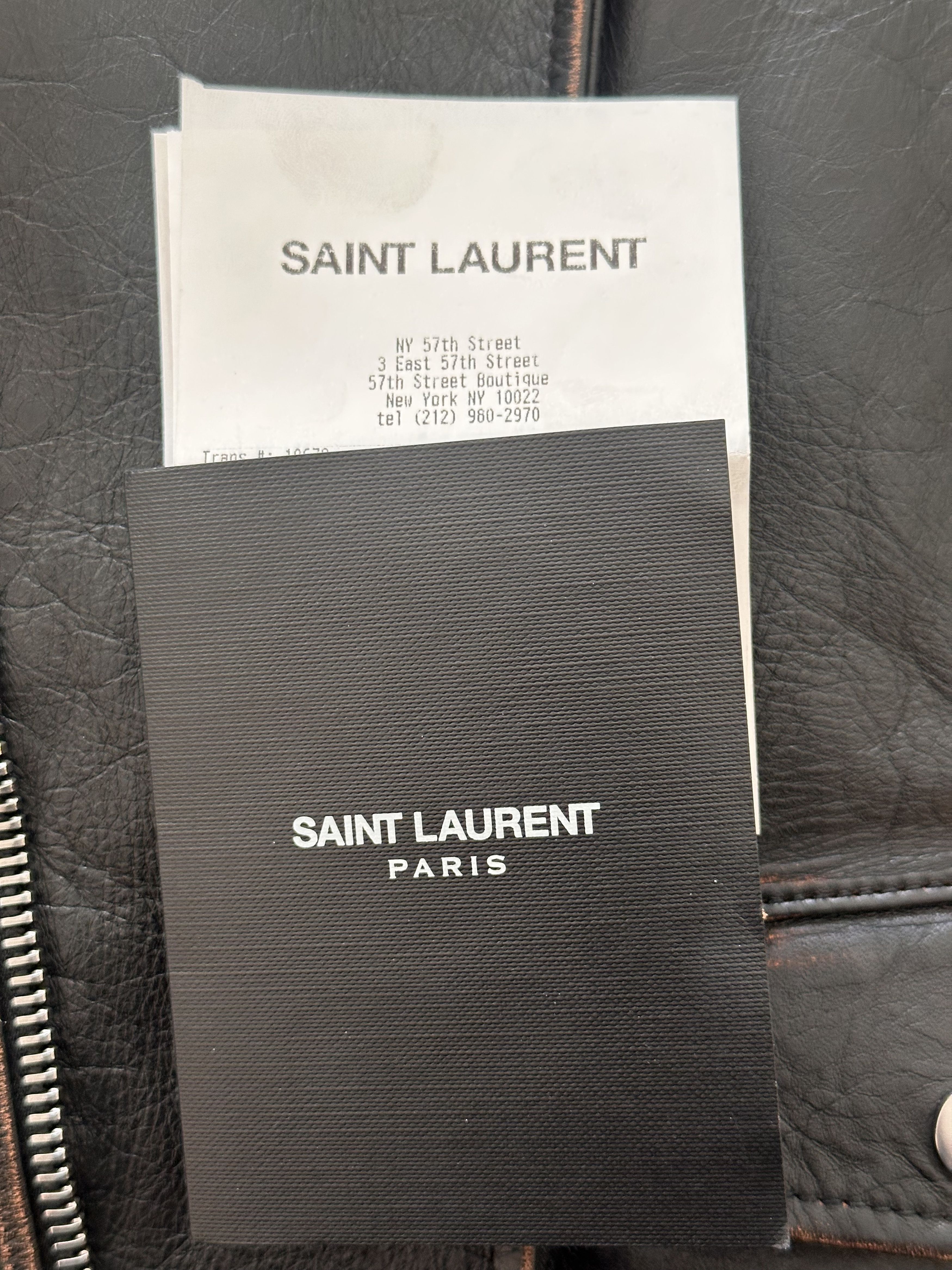 Yves Saint Laurent Saint Laurent Distressed Moto Jacket In Black Leather Size US L / EU 52-54 / 3 - 7 Thumbnail