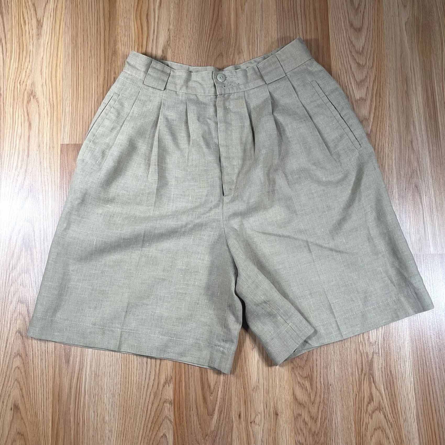 Vintage Giorgio Sant’ Angelo Shorts Womens Sz 10P Linen Blend Khaki Chino Slacks Pants Flat Front Pockets Casual History: 90s? (not applicable) Size 32" / US 10 / IT 46 - 2 Thumbnail