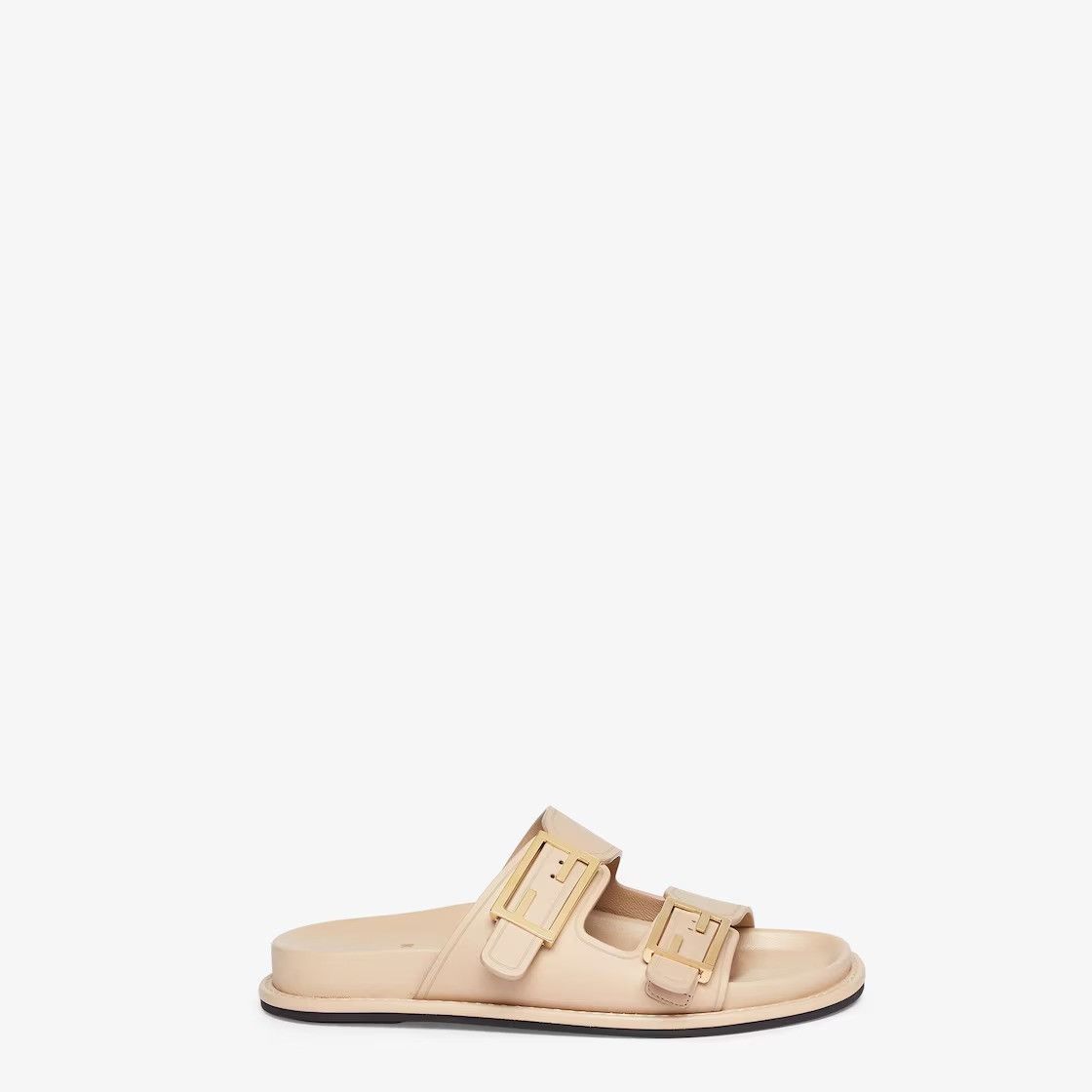 Fendi os11x0526 FF Leather Slides in Beige Size US 7 / IT 37 - 1 Thumbnail