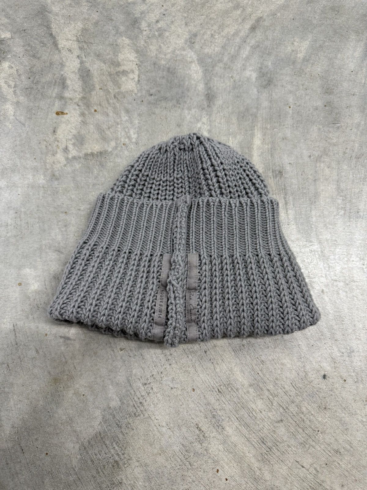 Pre-owned Rick Owens F/w14 Moody Cotton Beanie In Gray