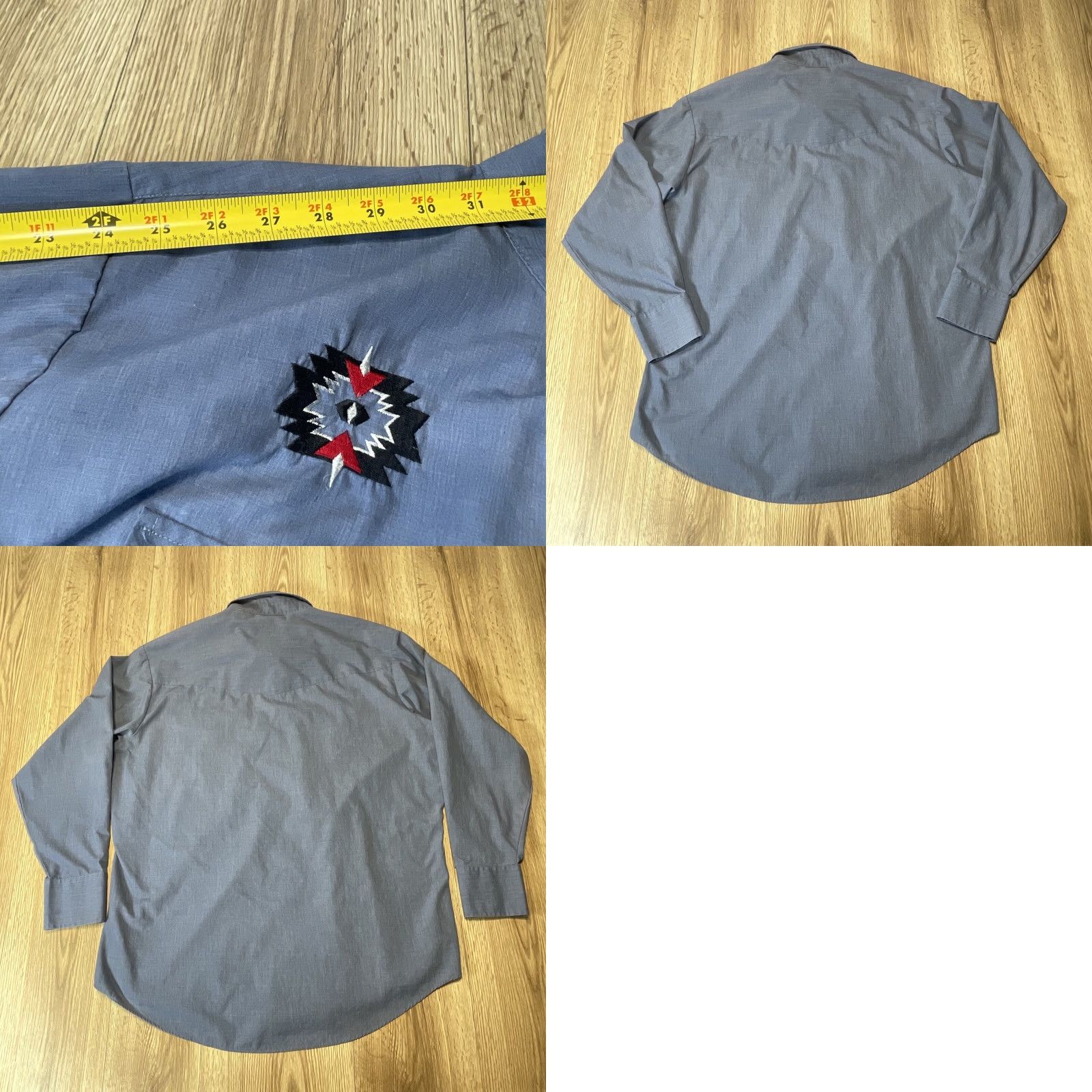 Vintage VINTAGE Plains Western Wear Pearl Snap Button-Up Shirt XL Long Sleeve Embroidered Blue Mens Size US XL / EU 56 / 4 - 8 Thumbnail