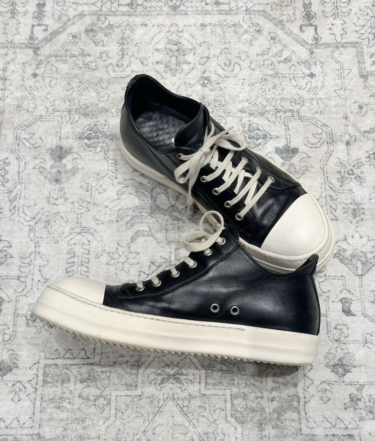 Rick Owens Rick Owens low-top classic black and white leather sneakers Size US 9.5 / EU 42-43 - 6 Thumbnail