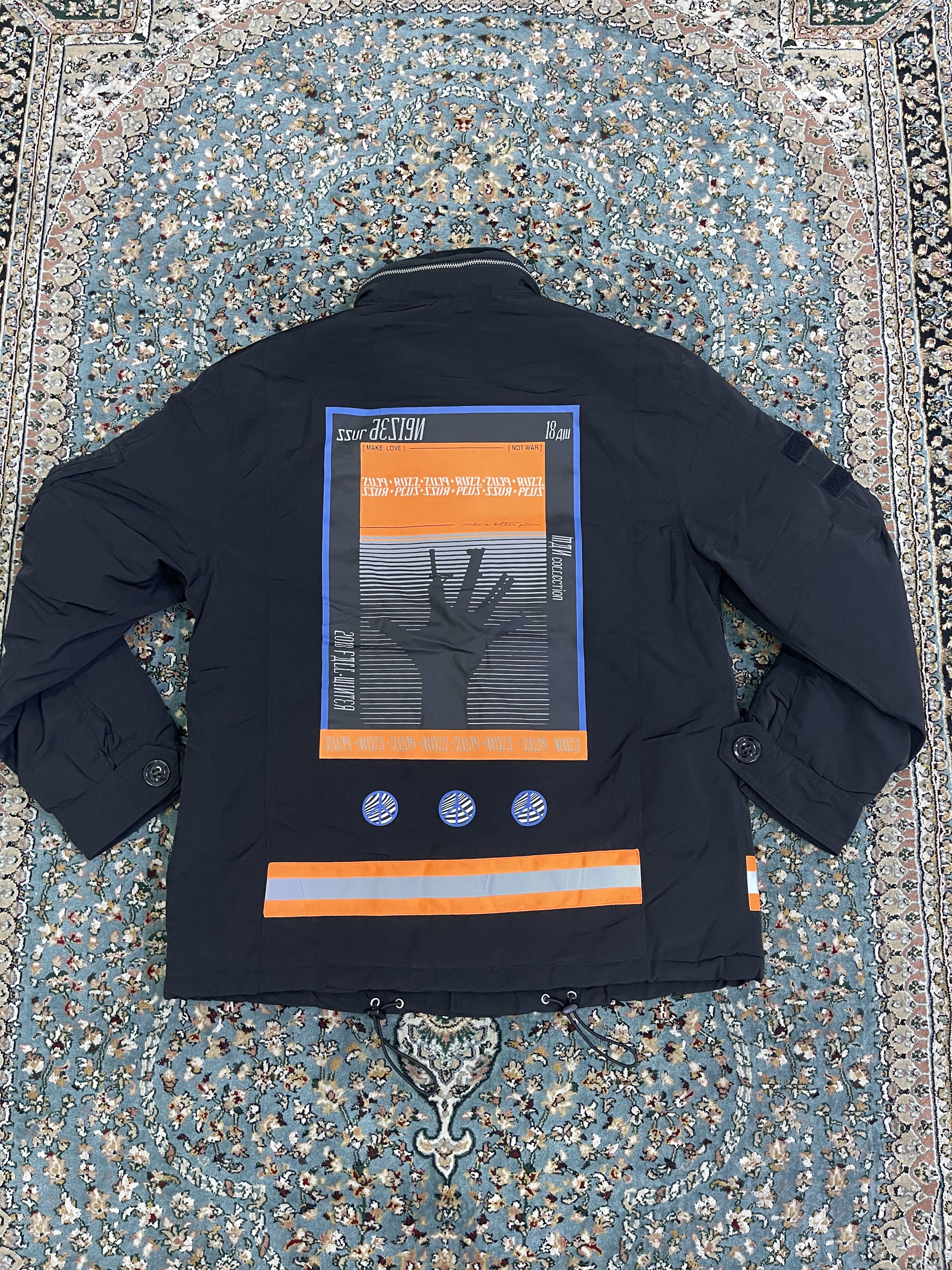 SSUR AW18 SSUR Safety Reflector Puffer Jacket “Make Love Not War” Size US M / EU 48-50 / 2 - 1 Thumbnail