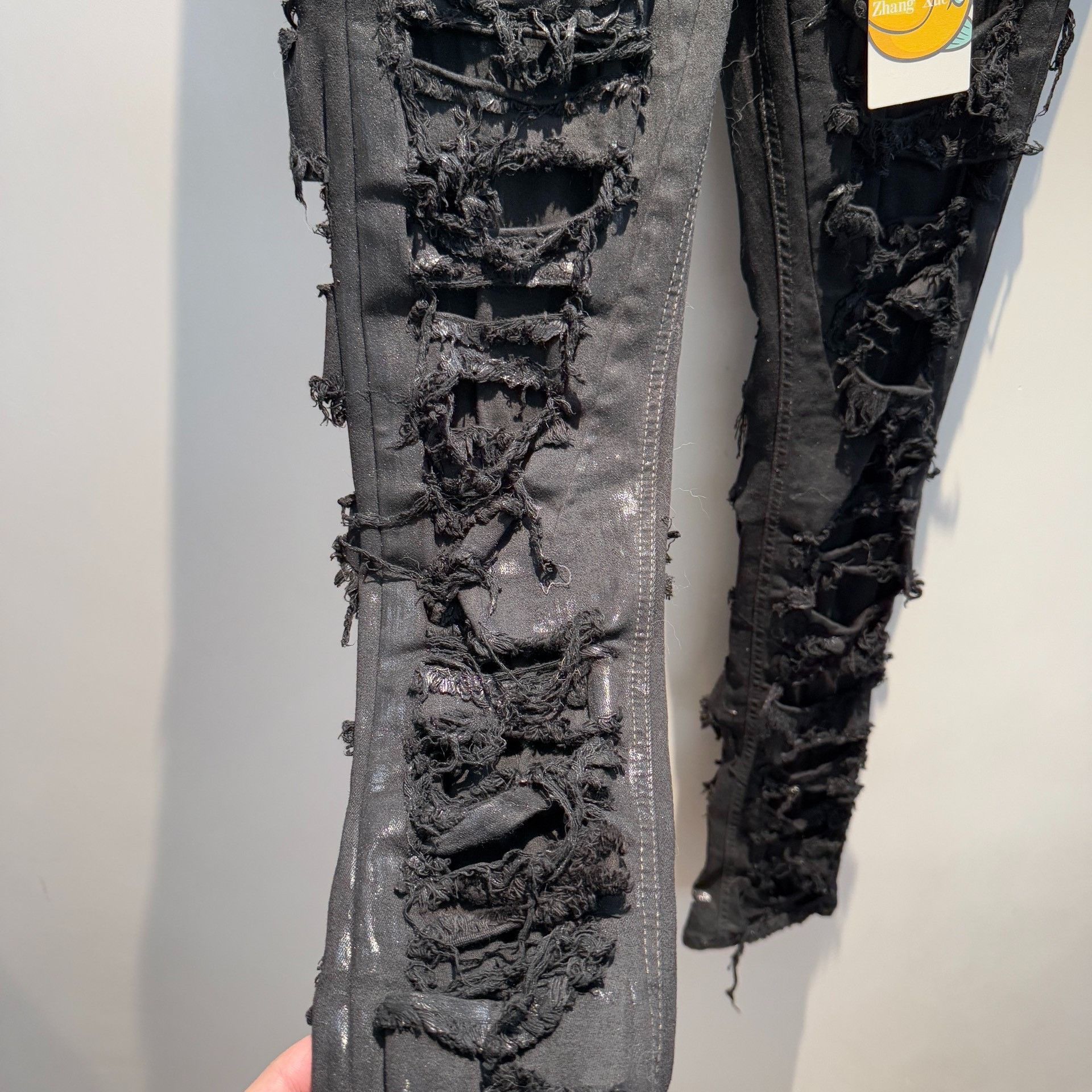 Rick Owens rick owens Ripped trousers with erosive wax finish pants 25 Size US 29 - 3 Thumbnail