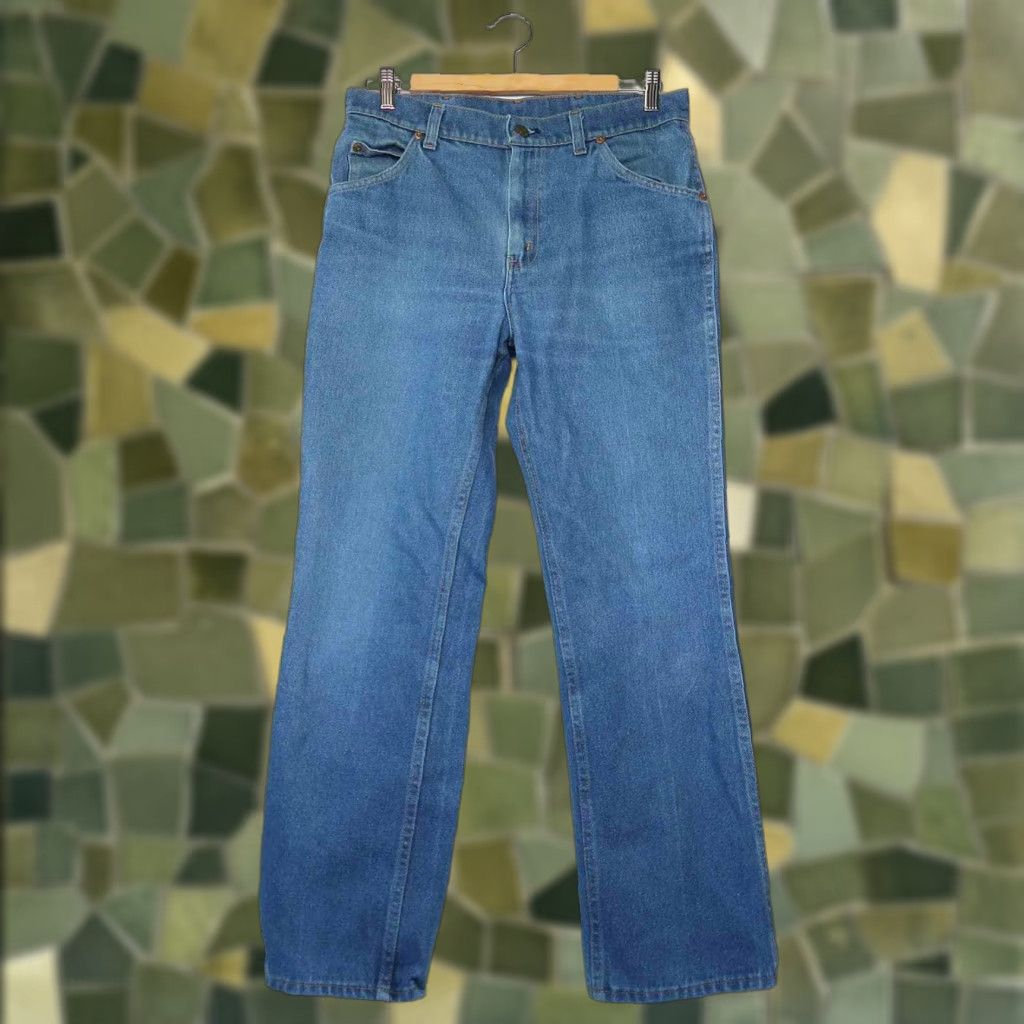 Denime VINTAGE Roebuck's 70s Blue Denim Jeans - 31 Men's Straight Leg, Medium Wash, Casual Cotton, 1970s - Mens 31 Size US 31 - 1 Thumbnail