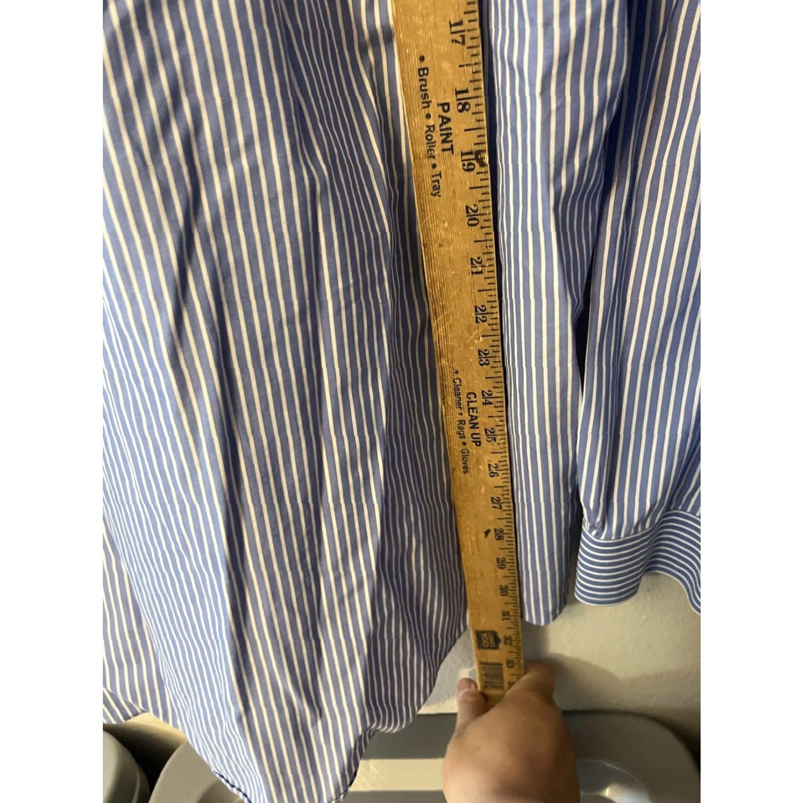 Brooks Brothers BROOKS BROTHERS 346 Dress Shirt White & Blue Striped 17-6/7 Mens Size 46R - 4 Thumbnail