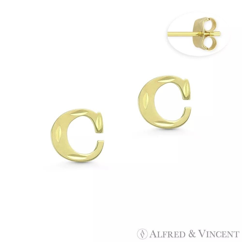 Other Initial Letter "C" Stud Earrings with Push-Back Posts Size ONE SIZE - 1 Preview