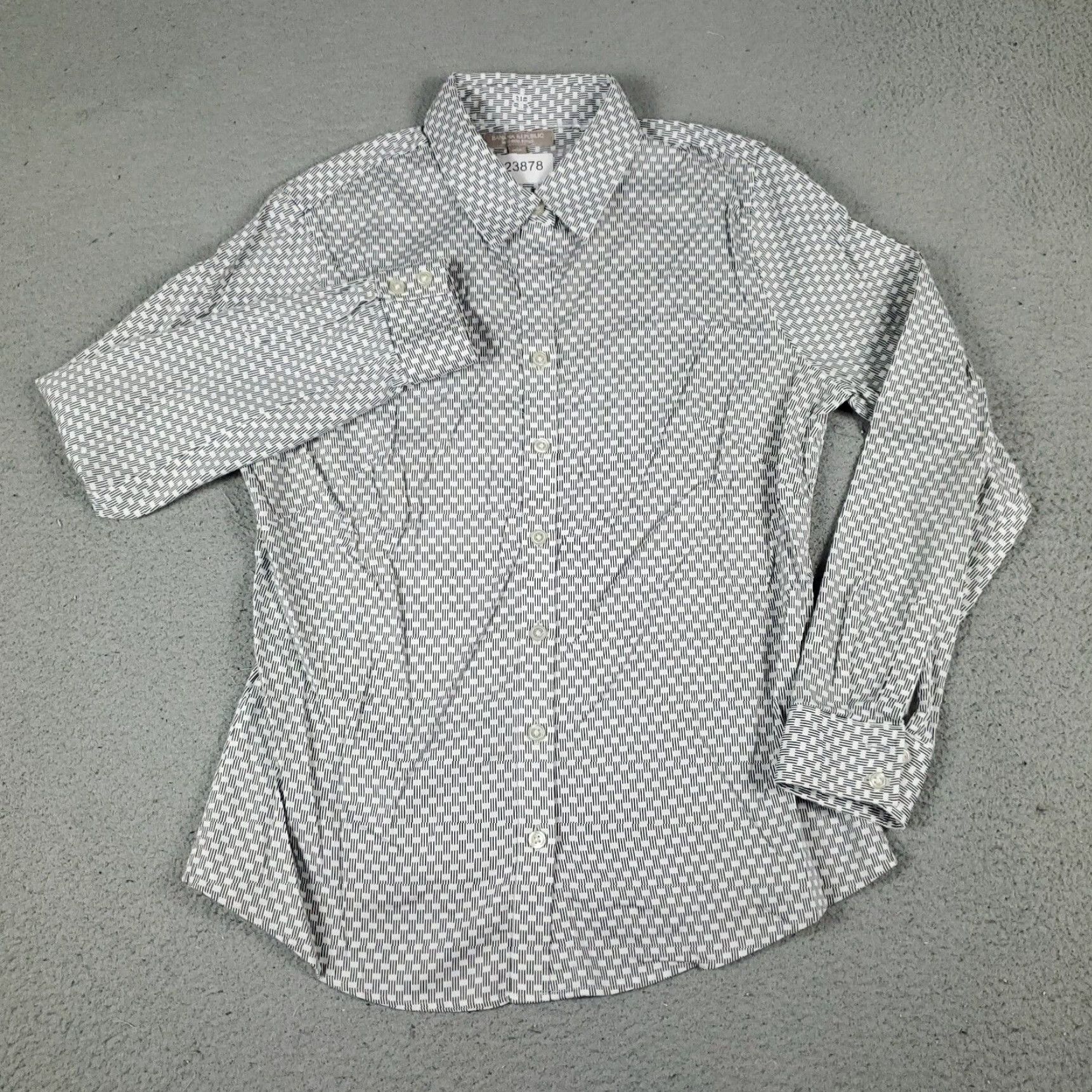 Banana Republic Banana Republic Button-Up Shirt Womens 12 Gray Check Long Sleeve Regular Fit Size XL / US 12-14 / IT 48-50 - 2 Thumbnail