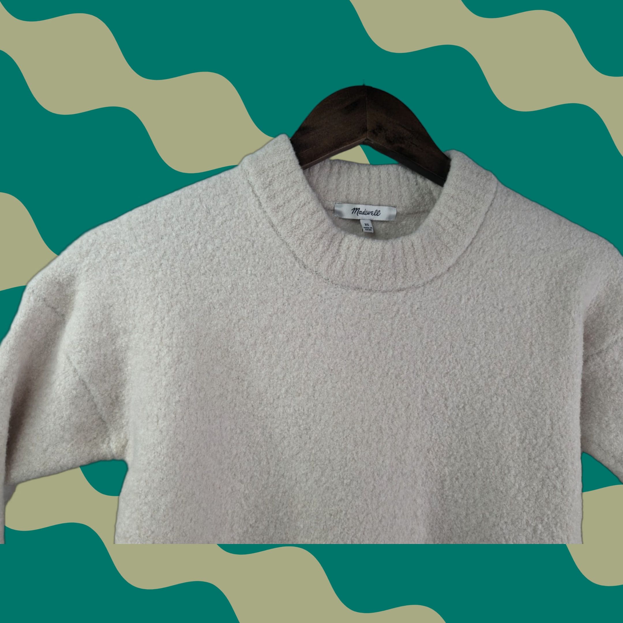 Madewell Madewell Sweater Womens XS Beige Crew Neck Long Sleeve Bouclé Beachdell Pullover Merino Wool ND023 16.5in Size XS / US 0-2 / IT 36-38 - 1 Thumbnail