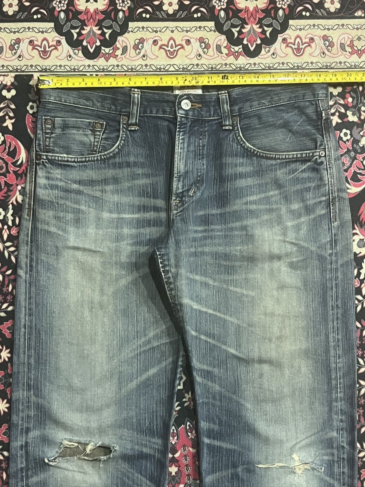 Edwin Vintage Edwin XVS Japan Blue Washed Distressed Jeans Size US 34 / EU 50 - 13 Thumbnail