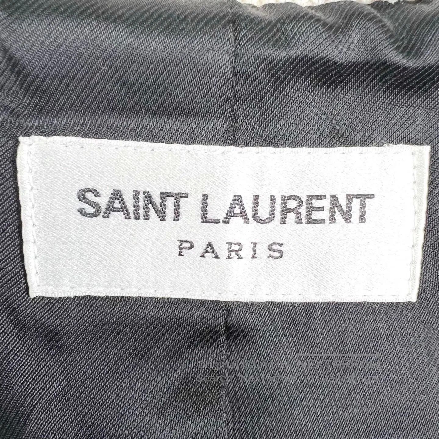 Saint Laurent Paris SAINT LAURENT White Leather Sleeve Baseball Jacket. Size US M / EU 48-50 / 2 - 5 Thumbnail