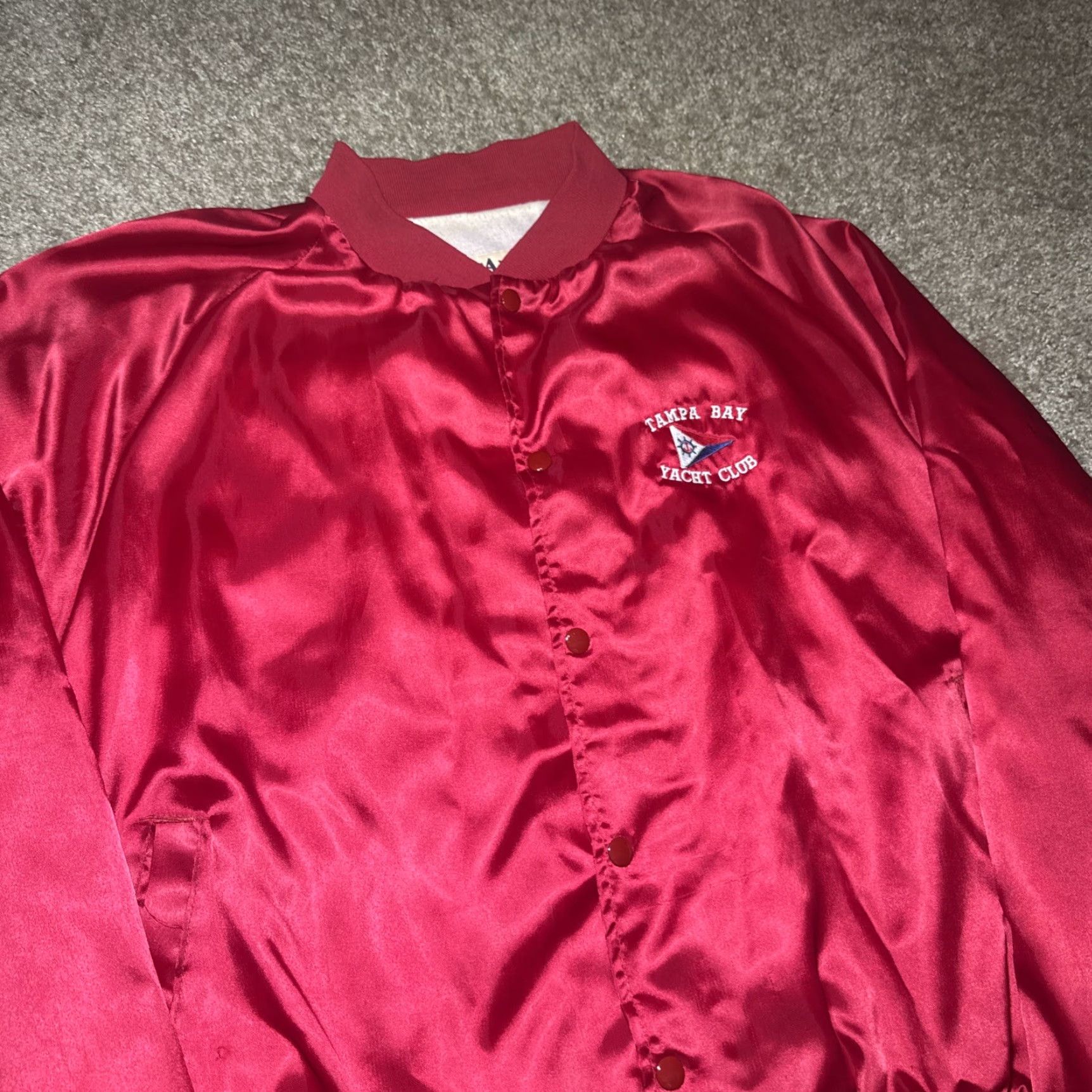 Vintage VINTAGE 1980s WestArk Red Nylon Bomber Jacket Tampa Bay Yacht Club 2XL Men Size US XXL / EU 58 / 5 - 4 Thumbnail