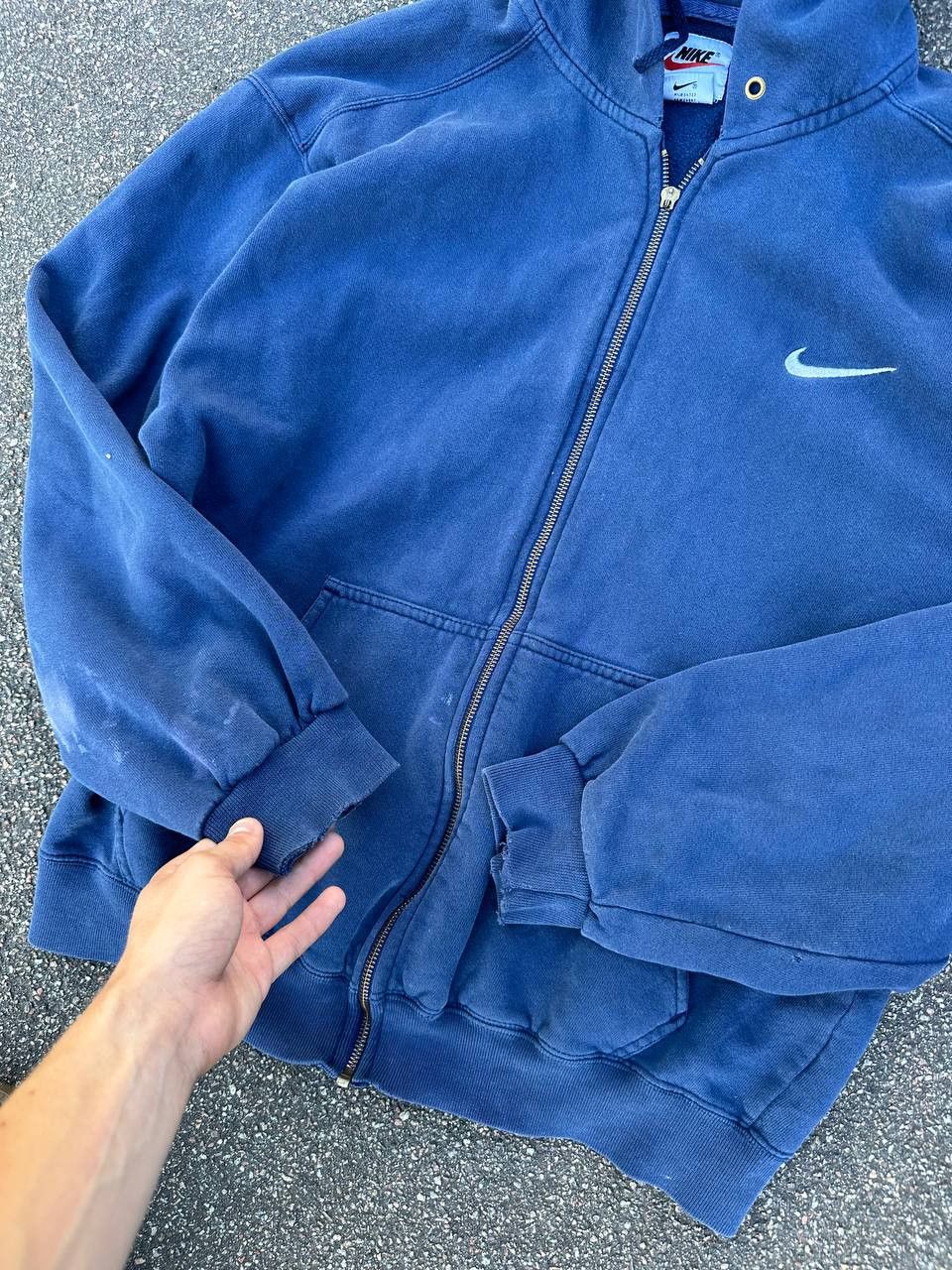 Nike × Vintage Nike Vintage 00s Zip Hoodie Distressed Washed Style Size US M / EU 48-50 / 2 - 7 Thumbnail