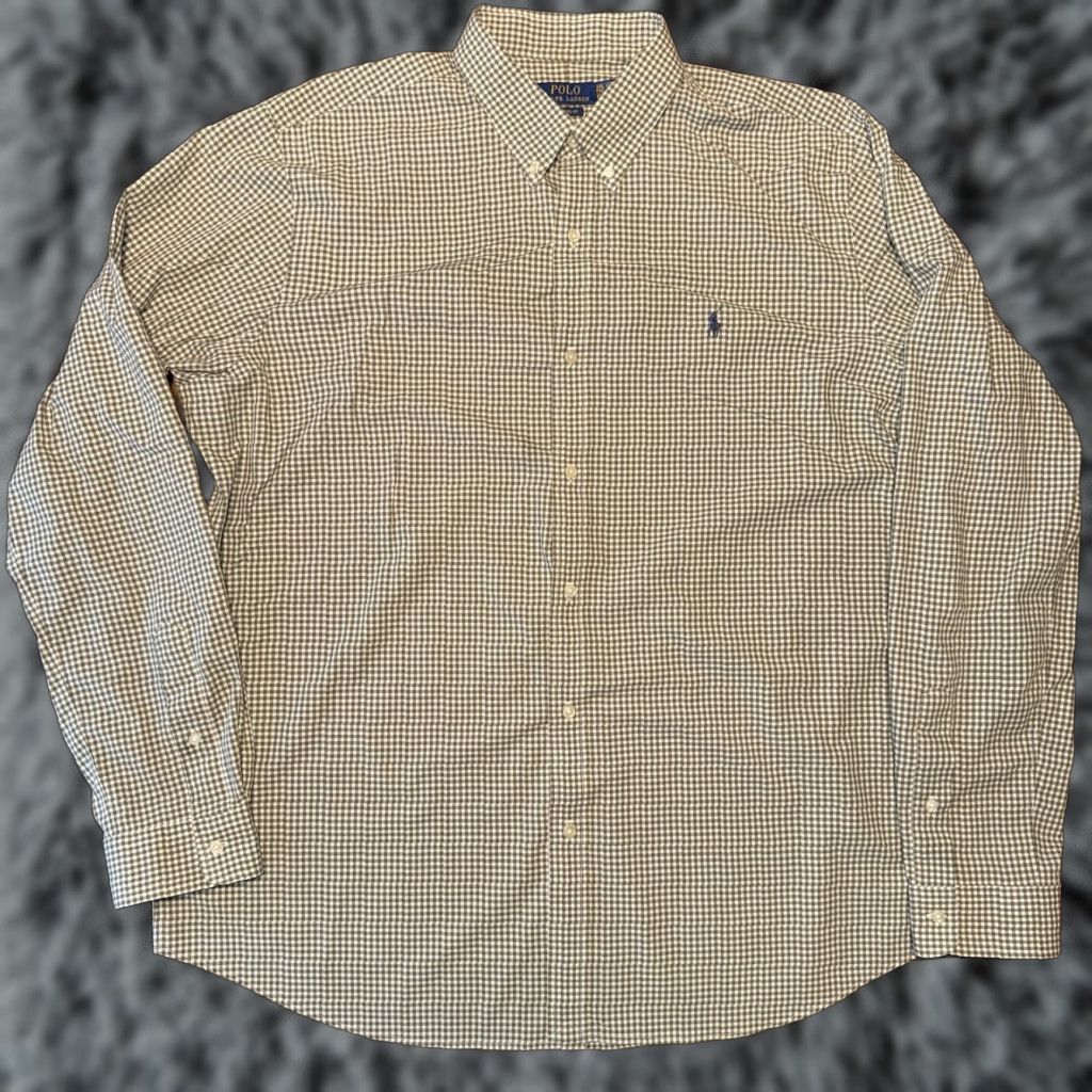 Polo Ralph Lauren VINTAGE Polo Ralph Lauren Shirt Mens XXL Classic Fit Long Sleeve Green White Size US XXL / EU 58 / 5 - 1 Thumbnail