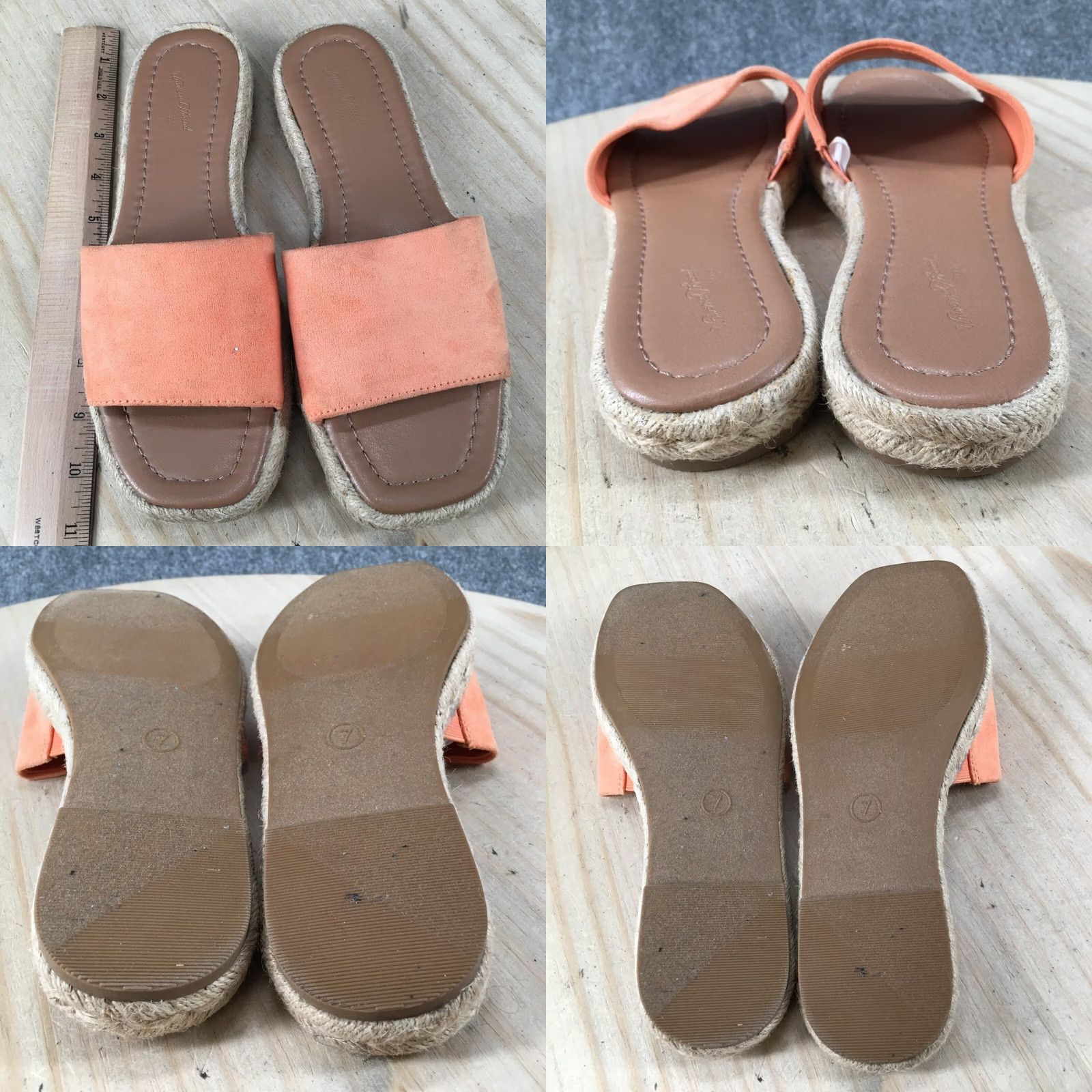 Vintage Universal Thread Sandals Womens 7 Square Toe Slide Espadrille Flats Orange Shoes Sandal Slip On Flat Casual Womens 7 Orange Size US 7 / IT 37 - 8 Thumbnail